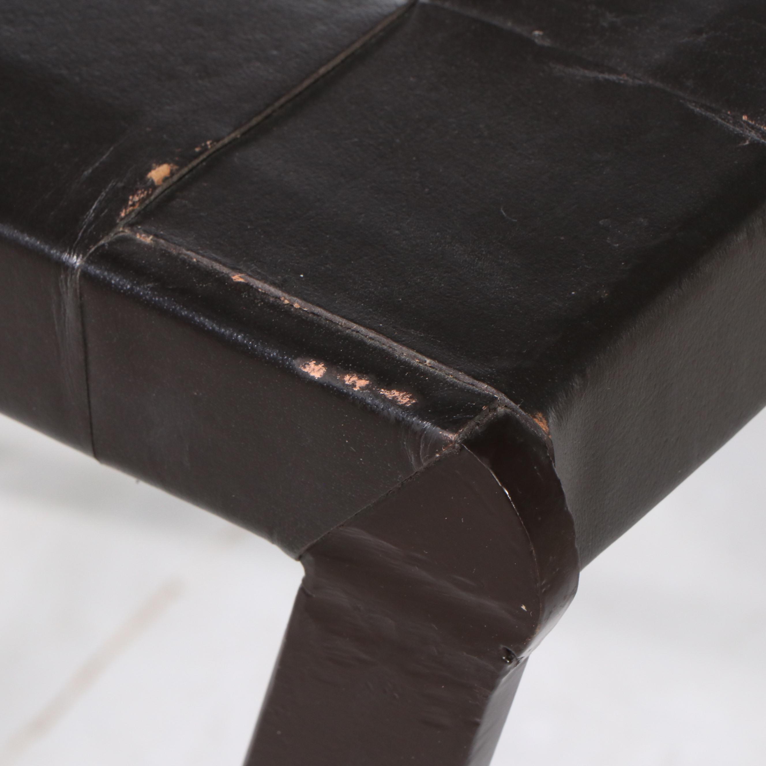 Contemporary Metal Framed Accent Table and Tabletop Wine Rack