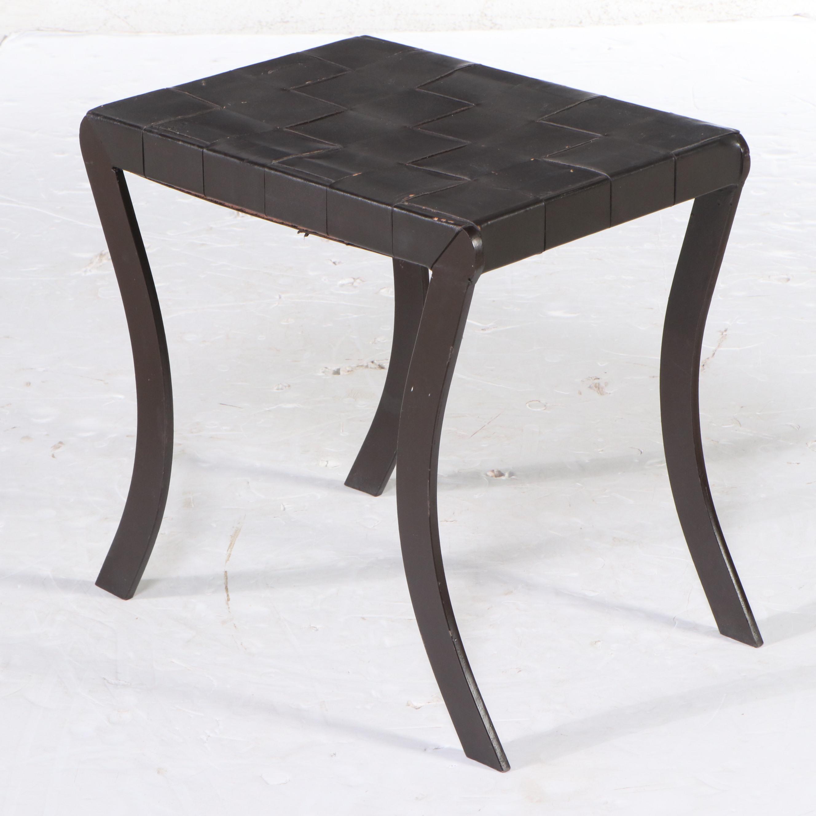 Contemporary Metal Framed Accent Table and Tabletop Wine Rack