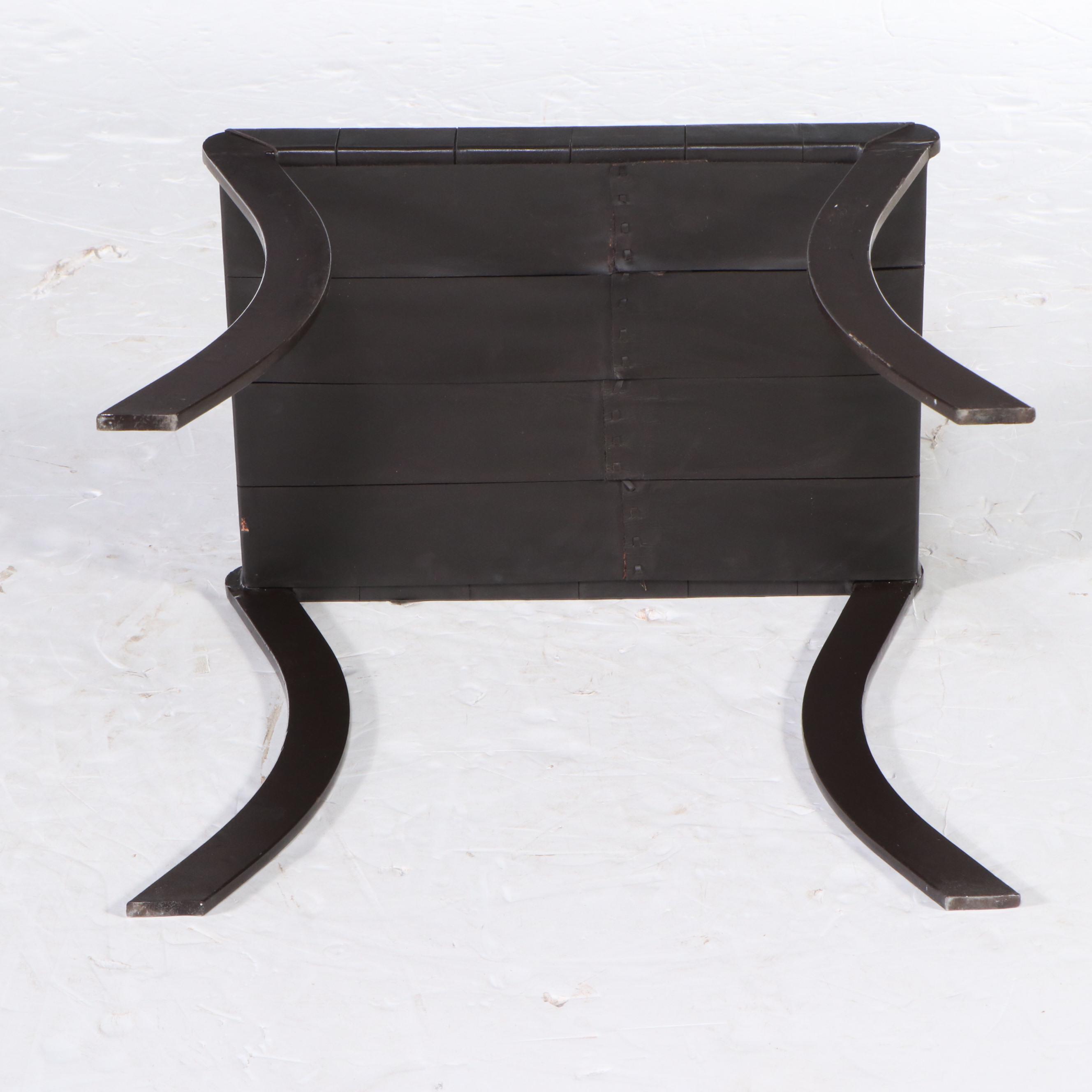 Contemporary Metal Framed Accent Table and Tabletop Wine Rack