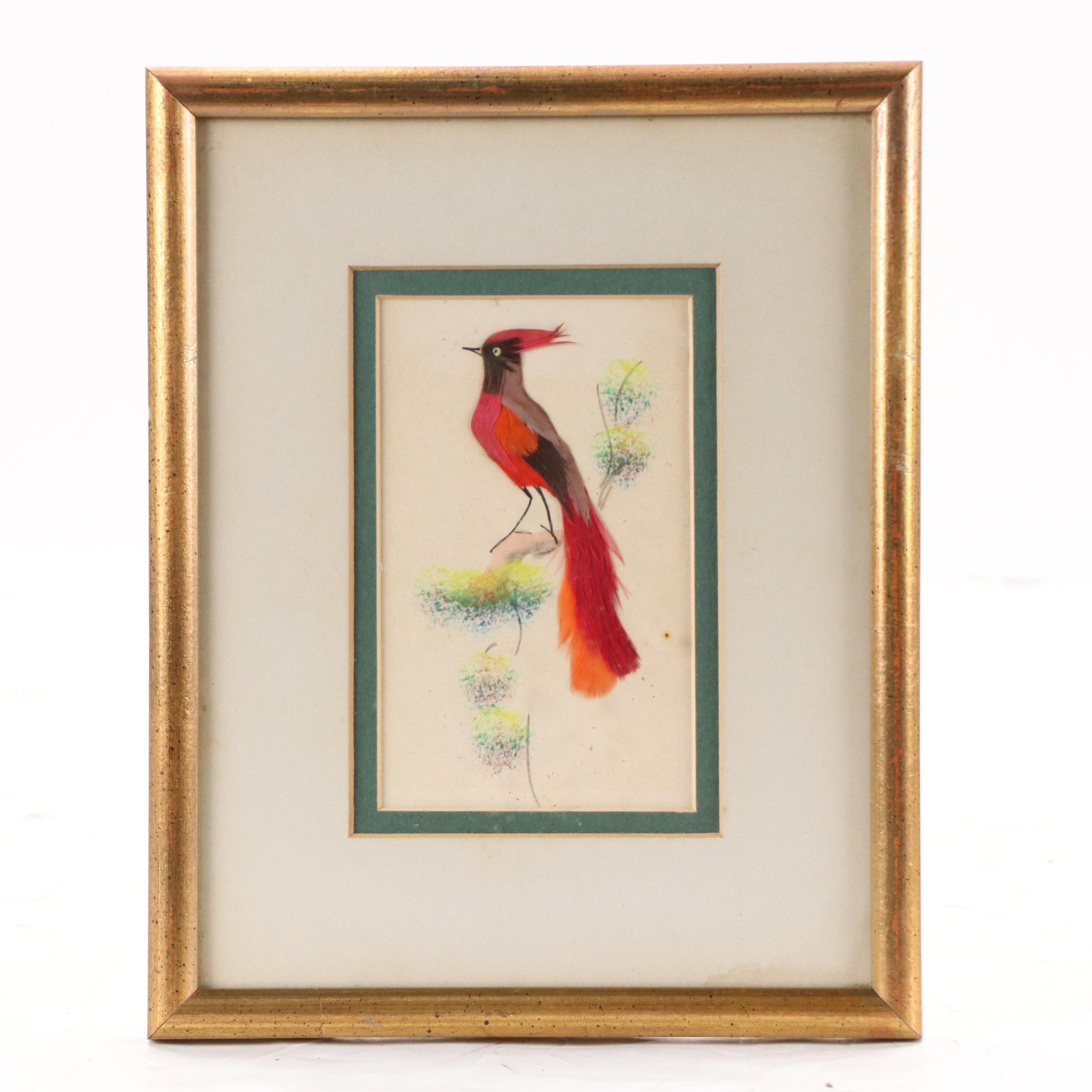 Chinese Feather Craft Collages of Birds