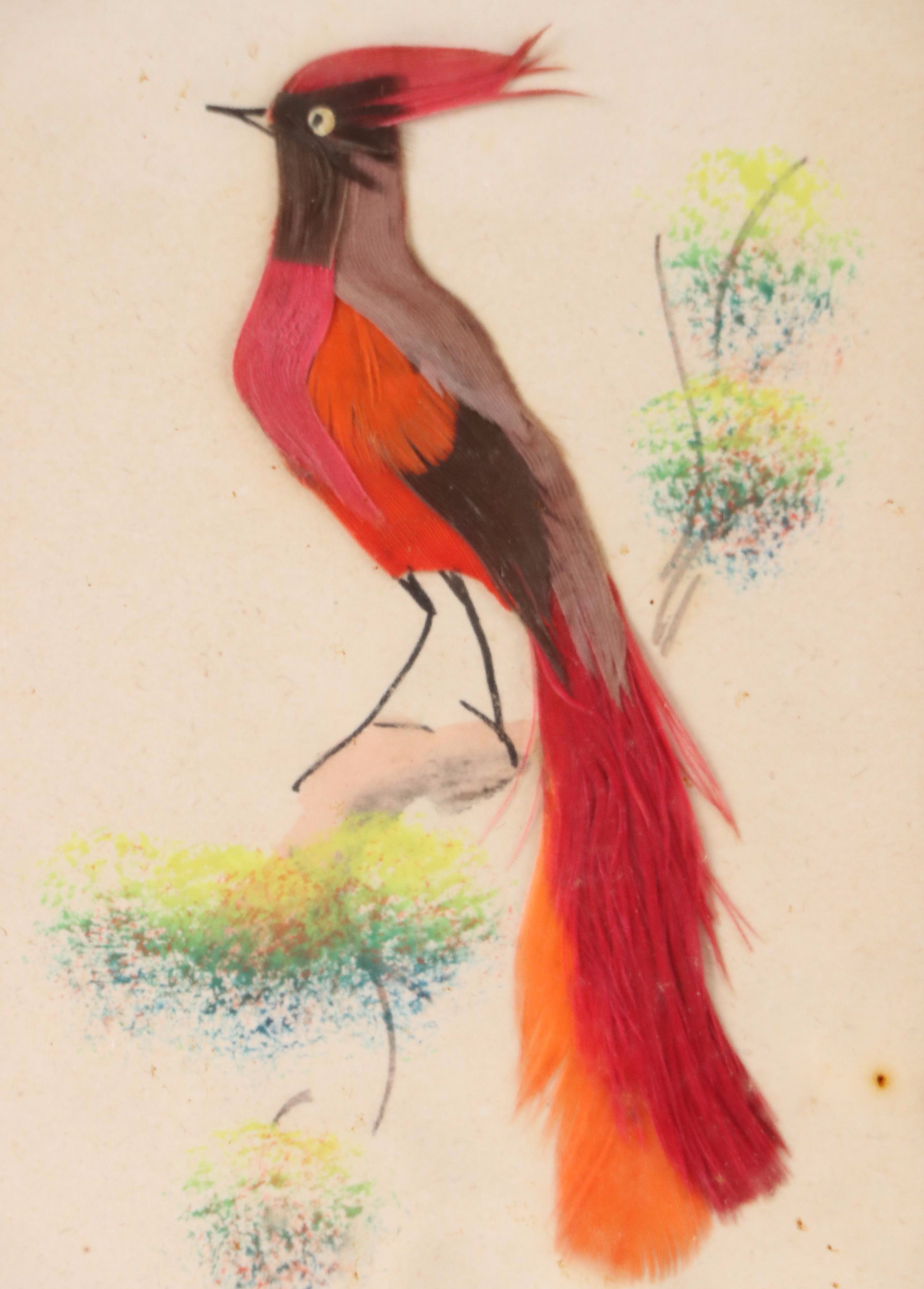 Chinese Feather Craft Collages of Birds