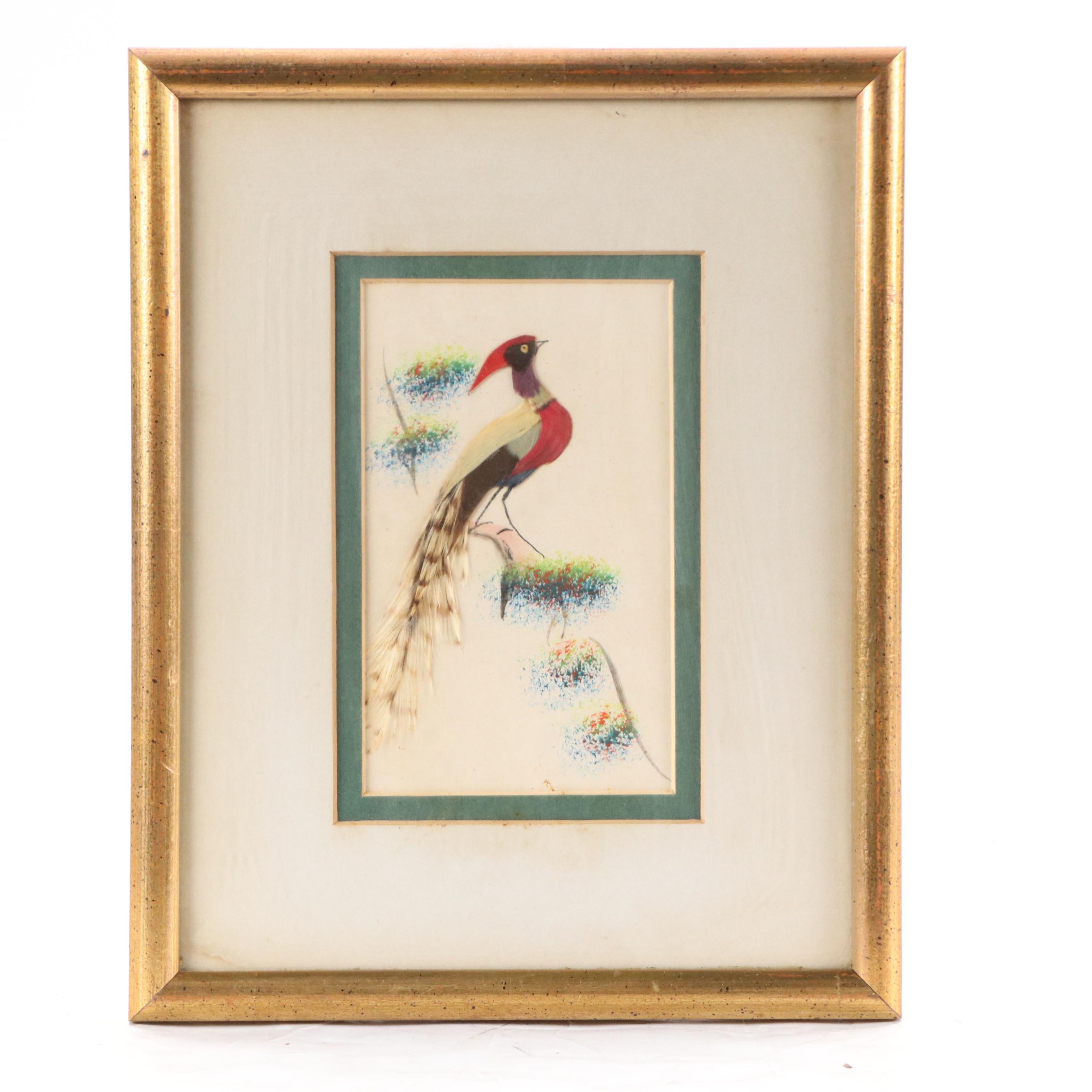 Chinese Feather Craft Collages of Birds