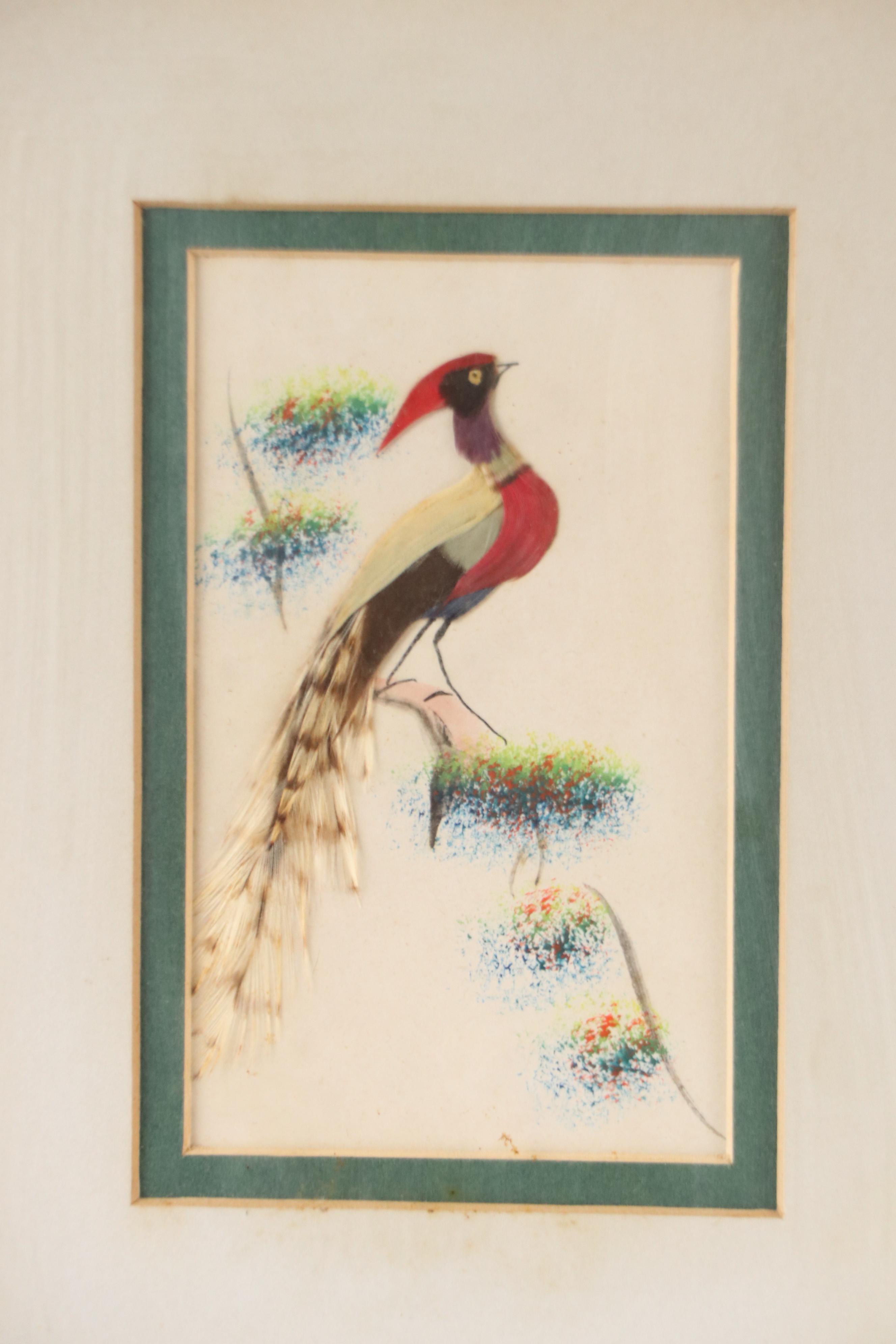 Chinese Feather Craft Collages of Birds