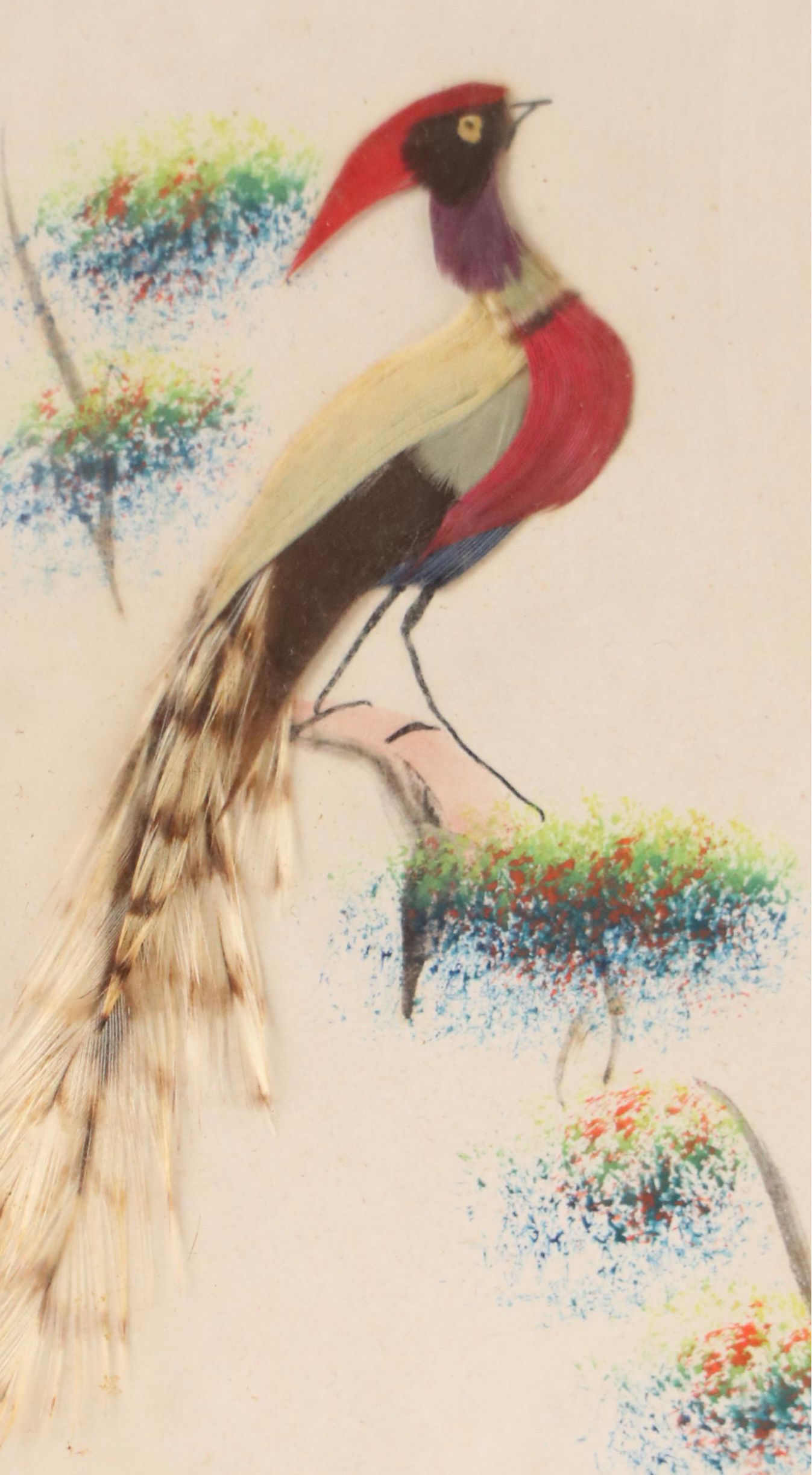 Chinese Feather Craft Collages of Birds
