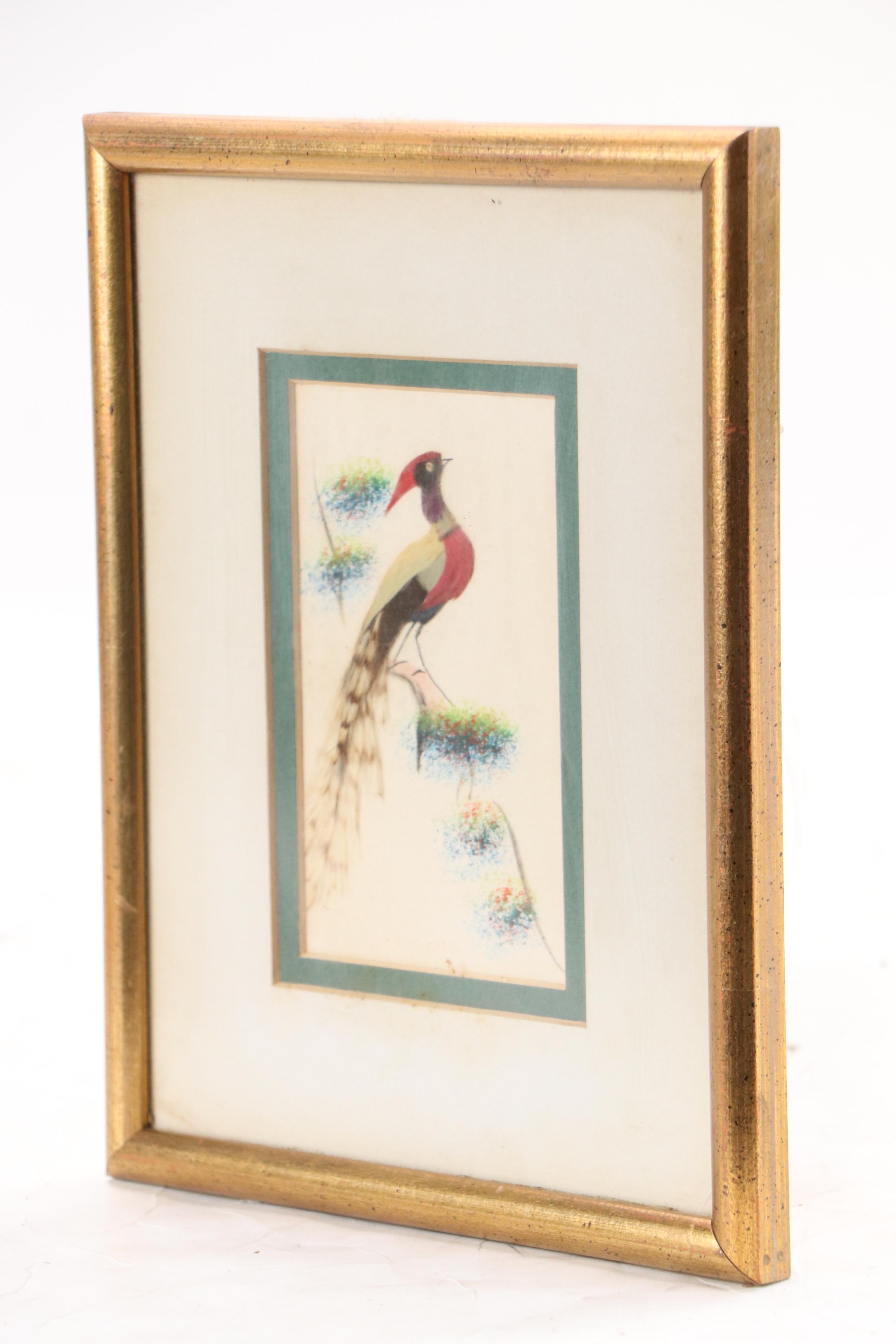 Chinese Feather Craft Collages of Birds