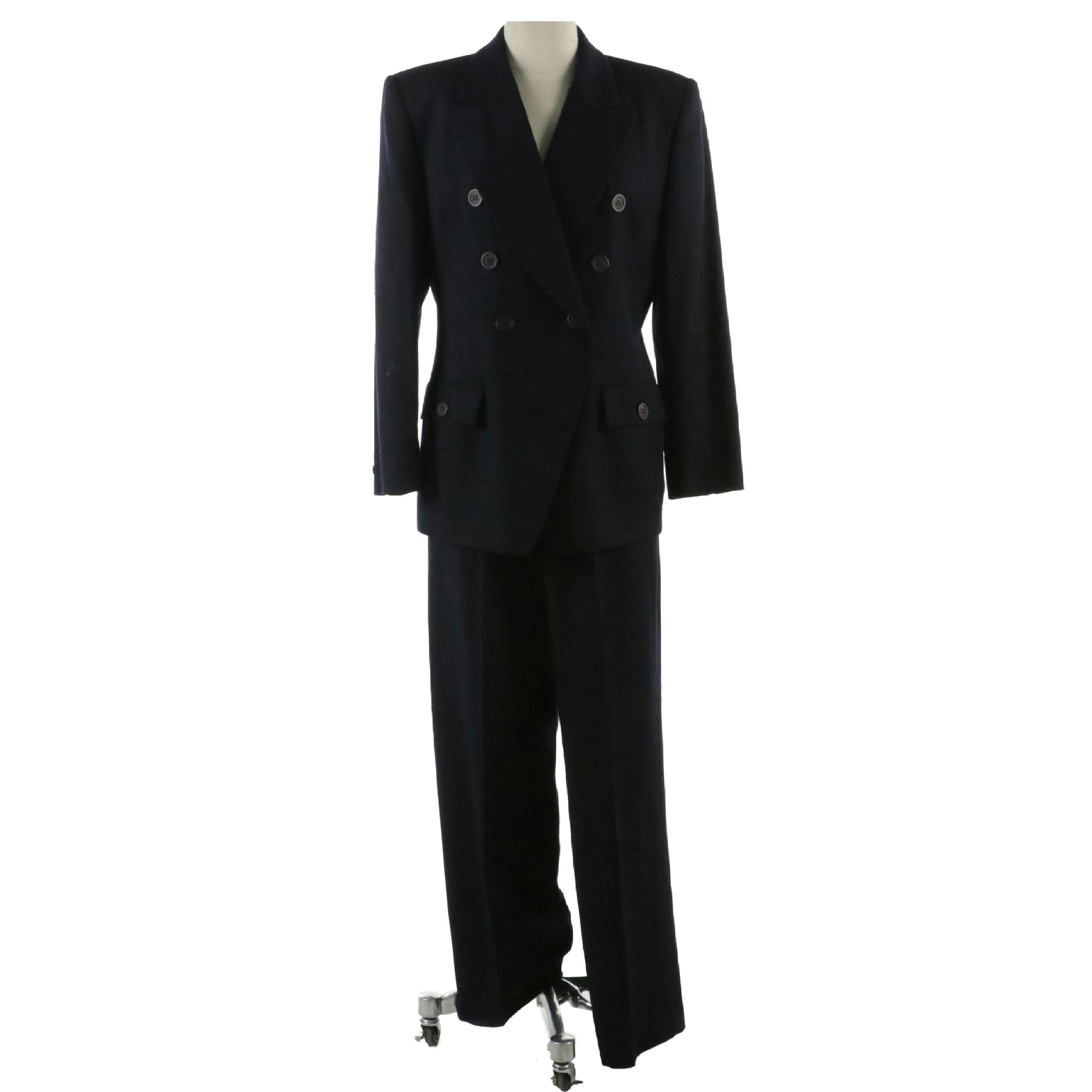 Christian Dior Navy Blue Double-Breasted Pantsuit