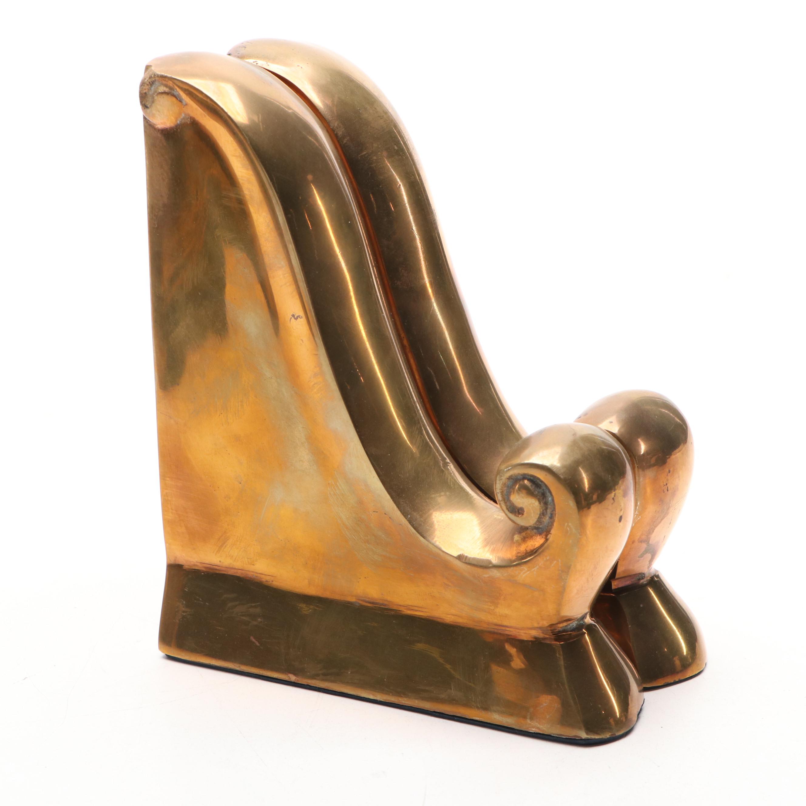 Cast Iron Peacock Doorstop with Brass Bookends