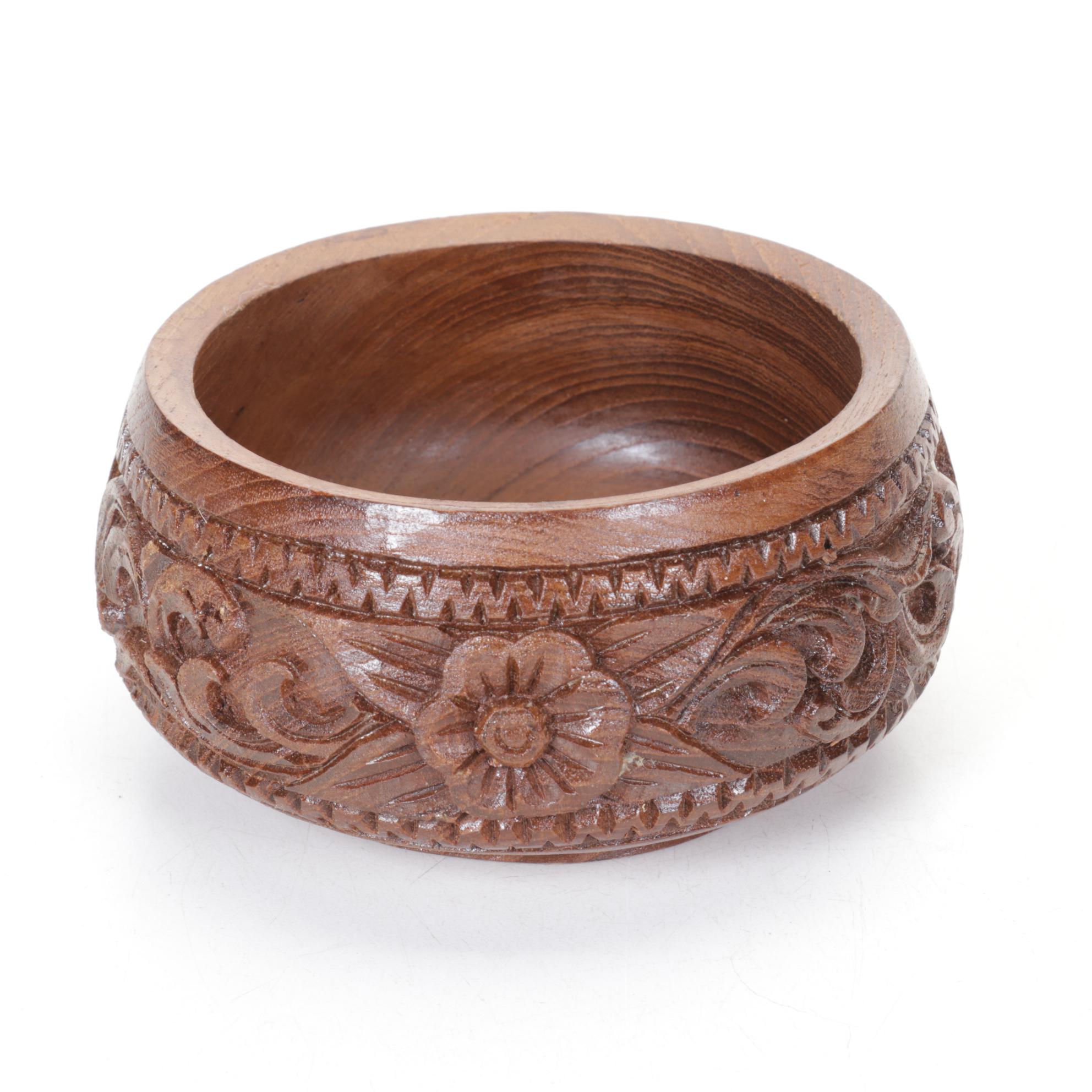 Carved Wooden Serving & Salad Bowls