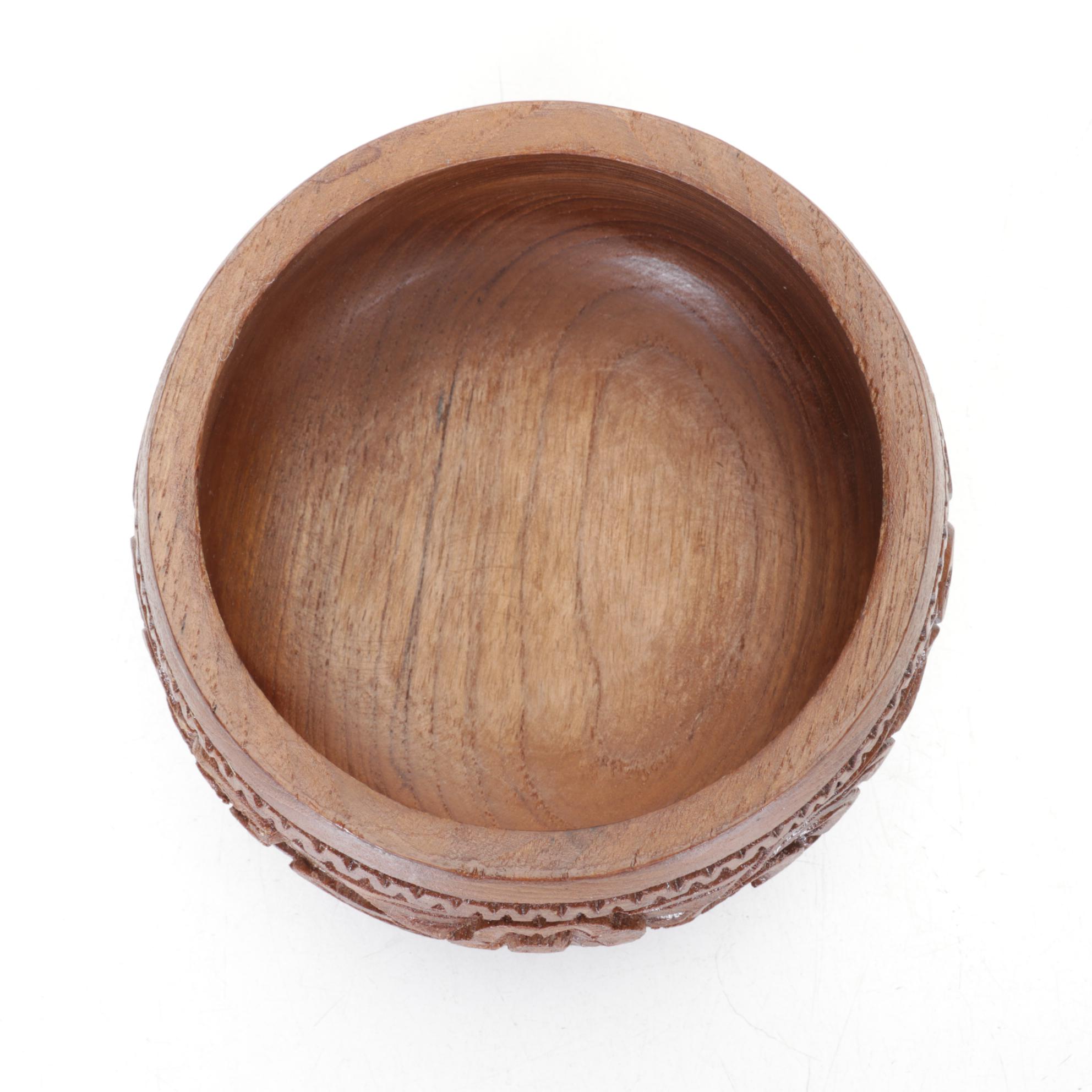 Carved Wooden Serving & Salad Bowls