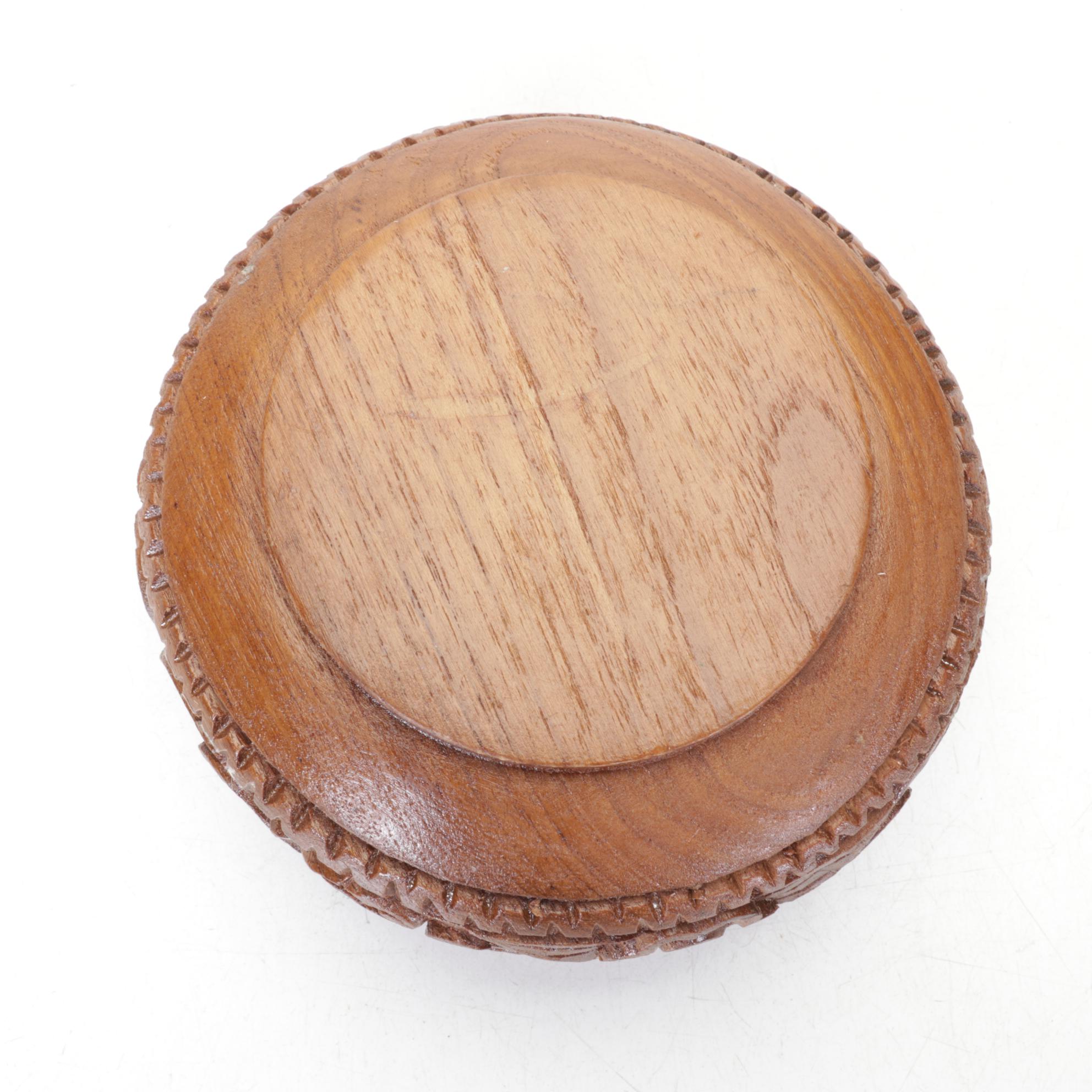 Carved Wooden Serving & Salad Bowls