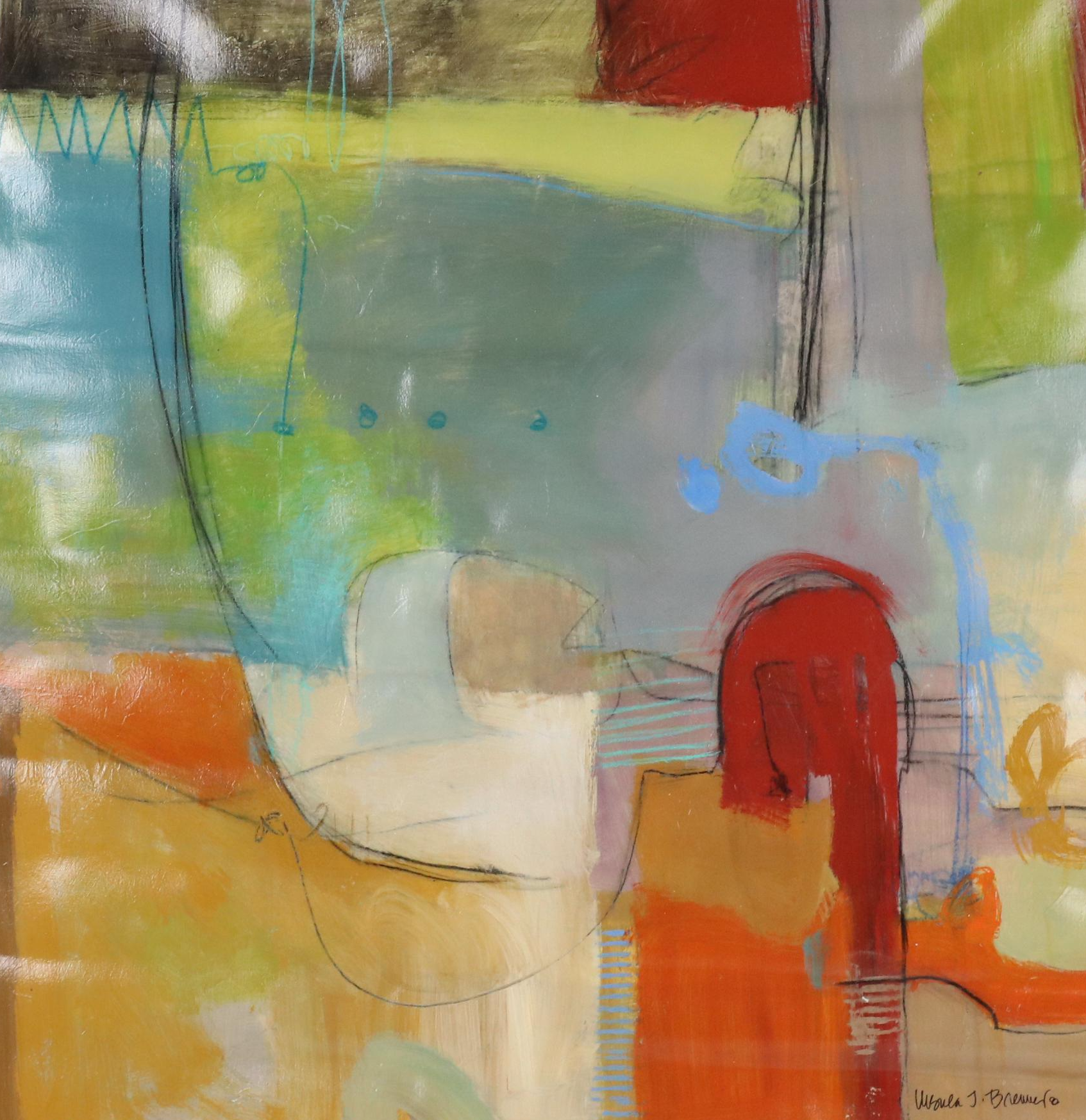 Ursula J. Brenner Abstract Mixed Media Painting, 21st Century
