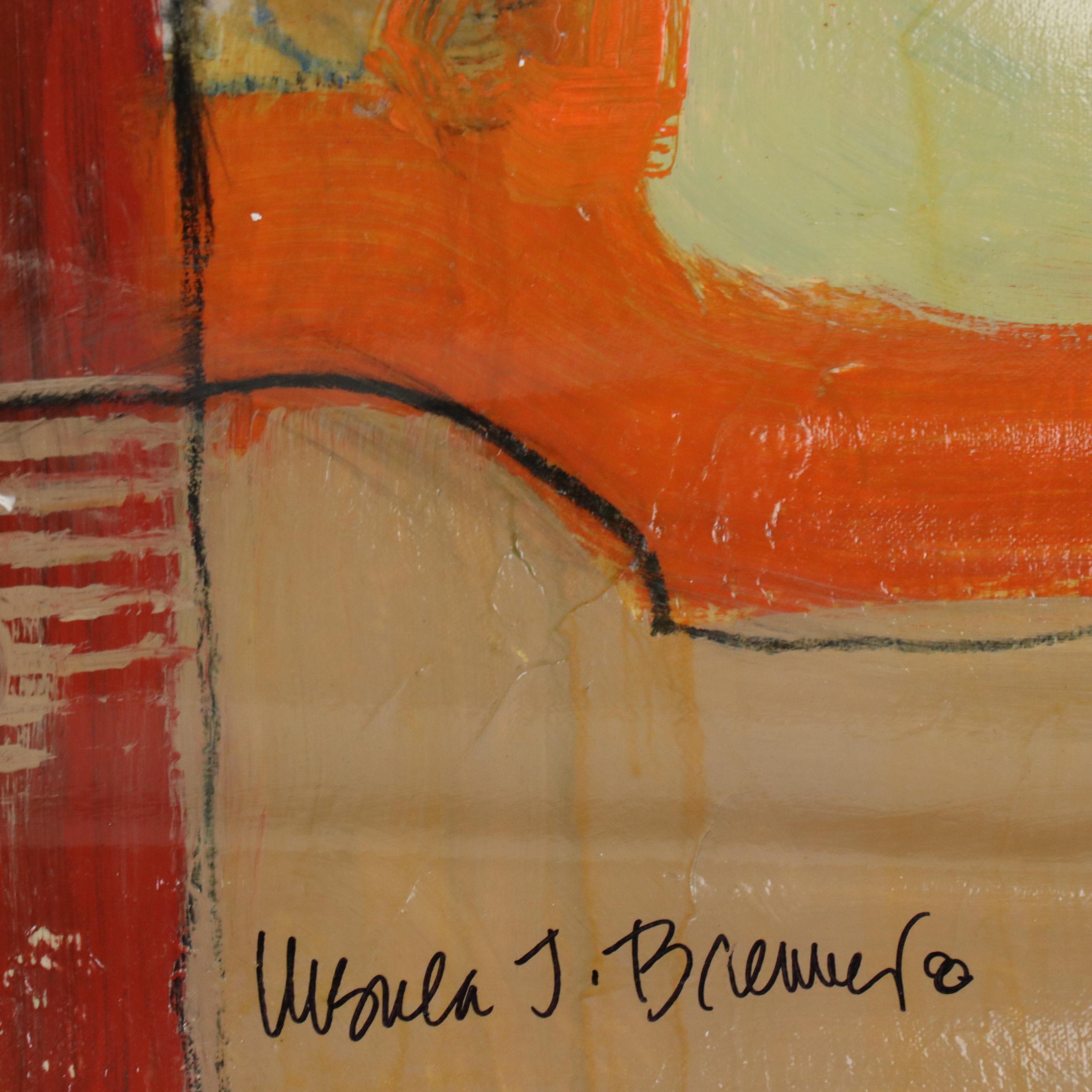 Ursula J. Brenner Abstract Mixed Media Painting, 21st Century