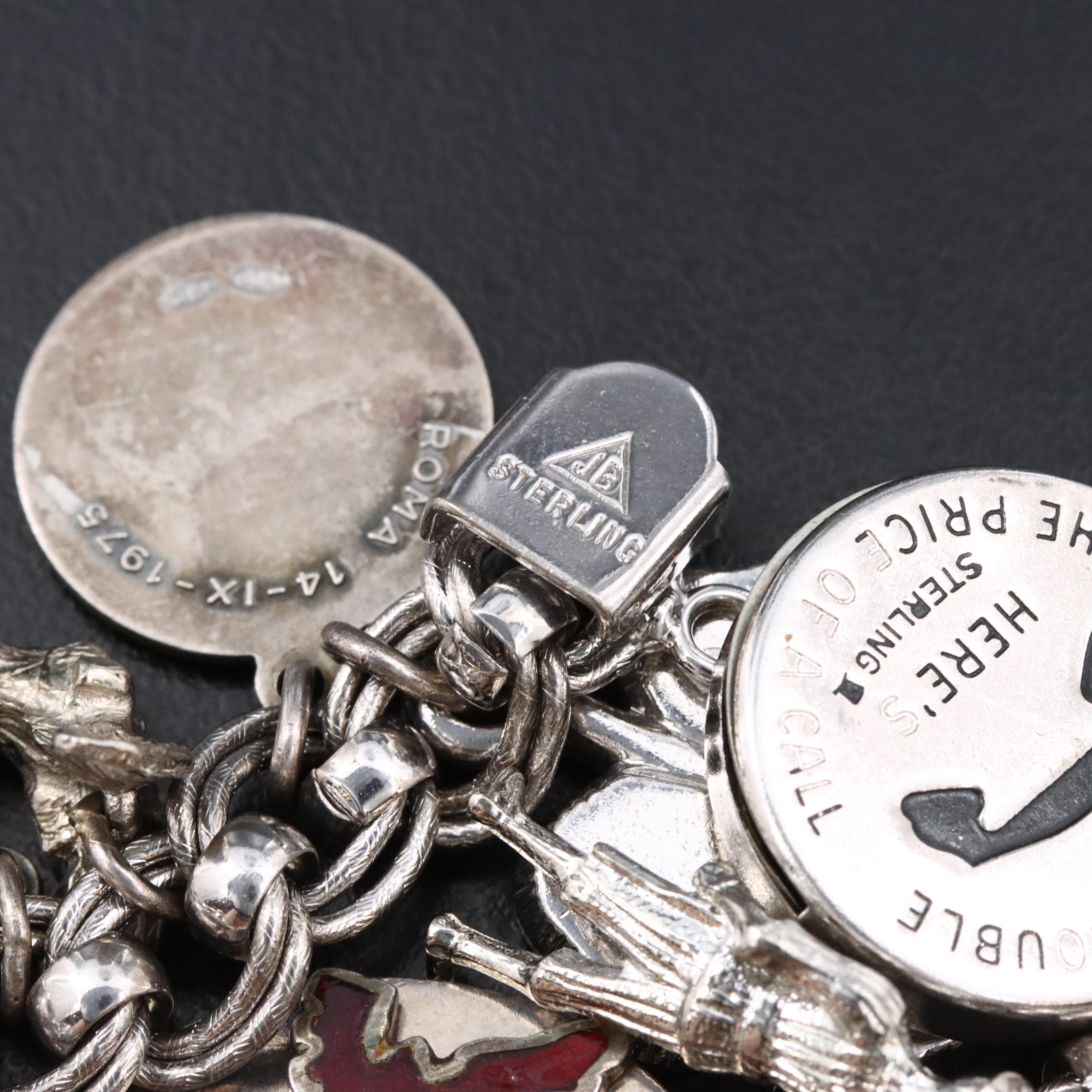 Vintage Charm Bracelet Including Mickey Mouse and Sterling