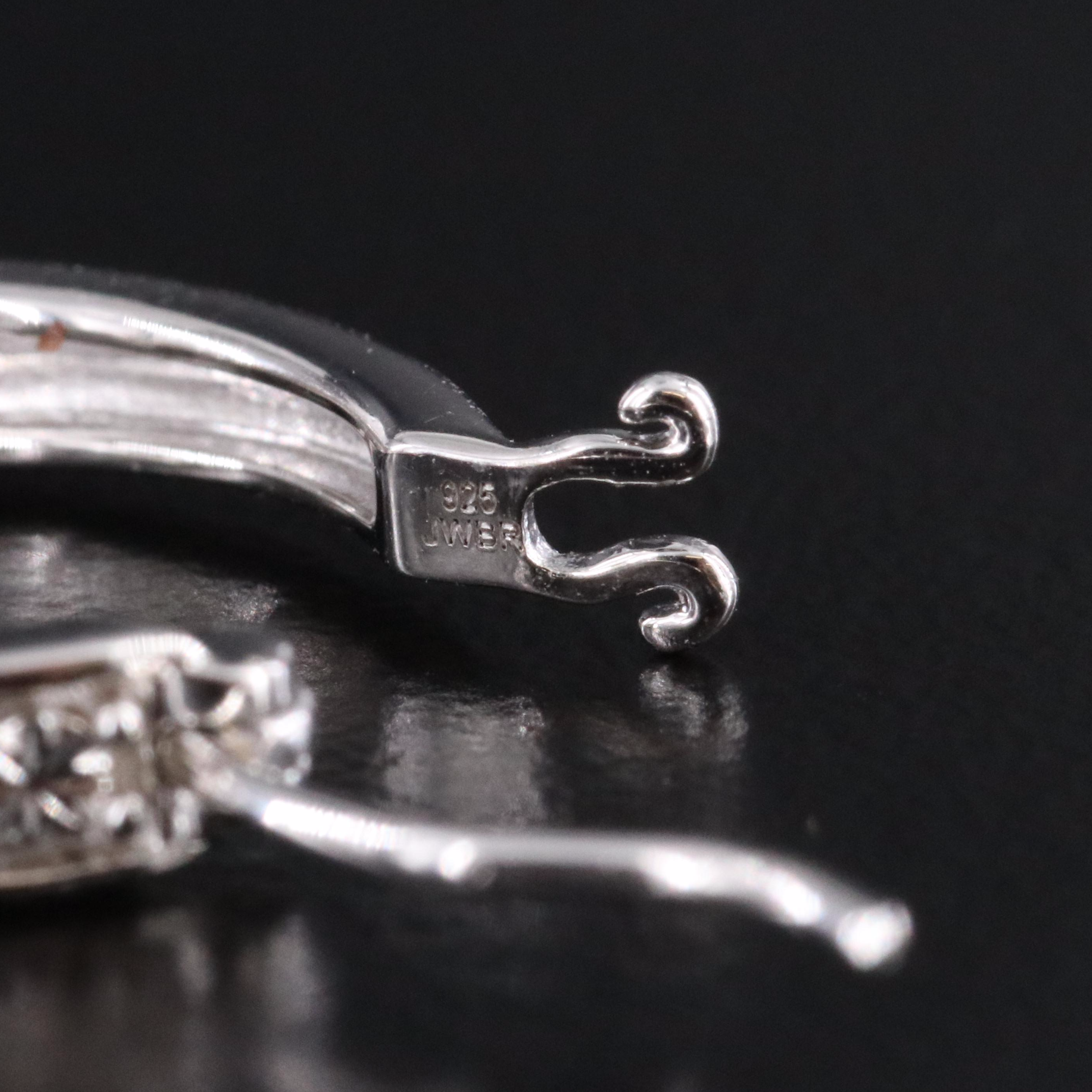 Sterling Diamond Hoop Earrings