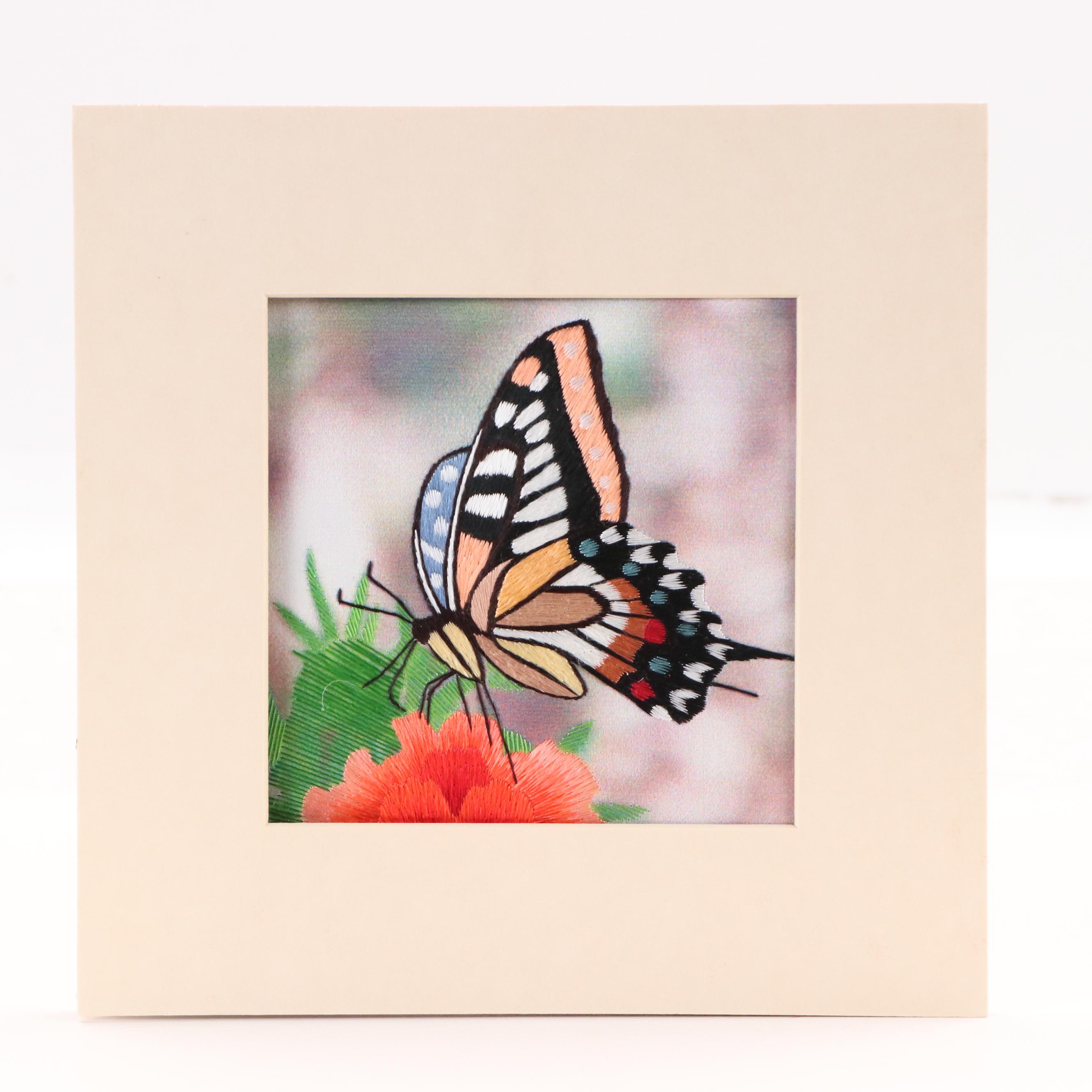 Chinese Nature Embroideries on Printed Silk