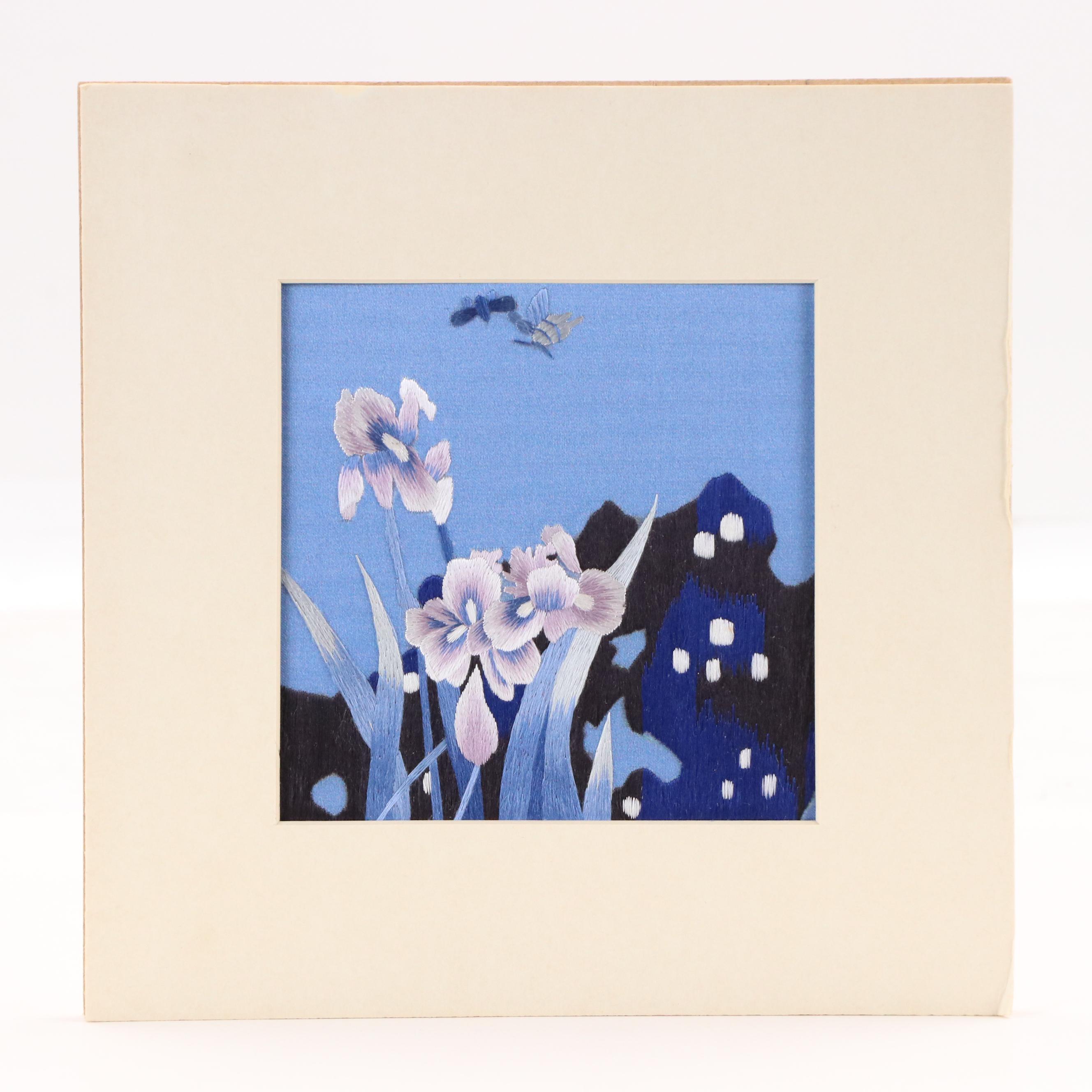 Chinese Nature Embroideries on Printed Silk