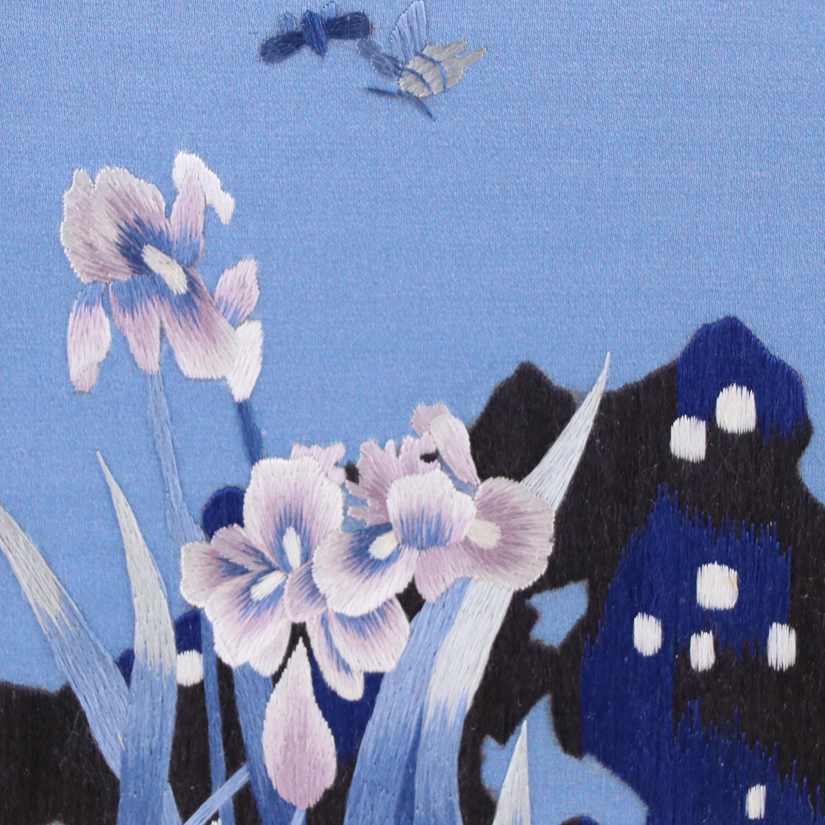 Chinese Nature Embroideries on Printed Silk