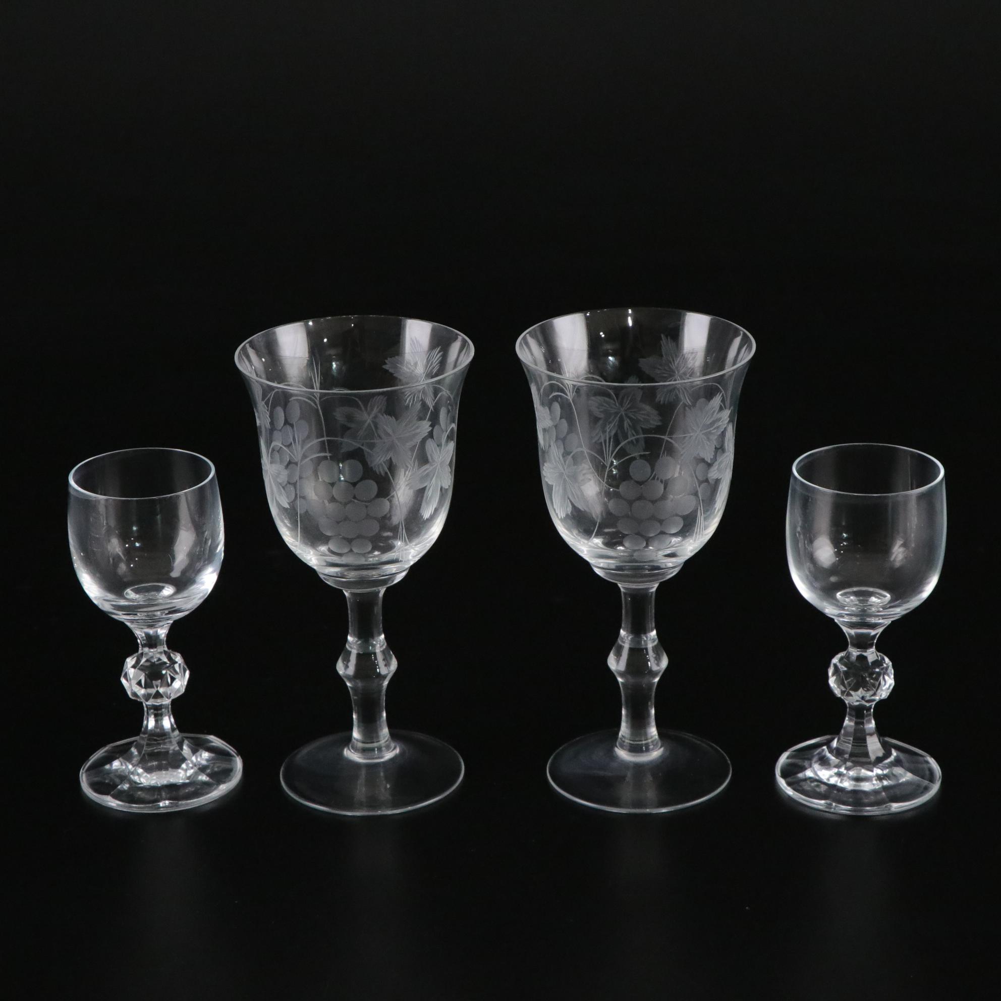 Val St. Lambert "Brussels" Crystal Tray & Other Stemware