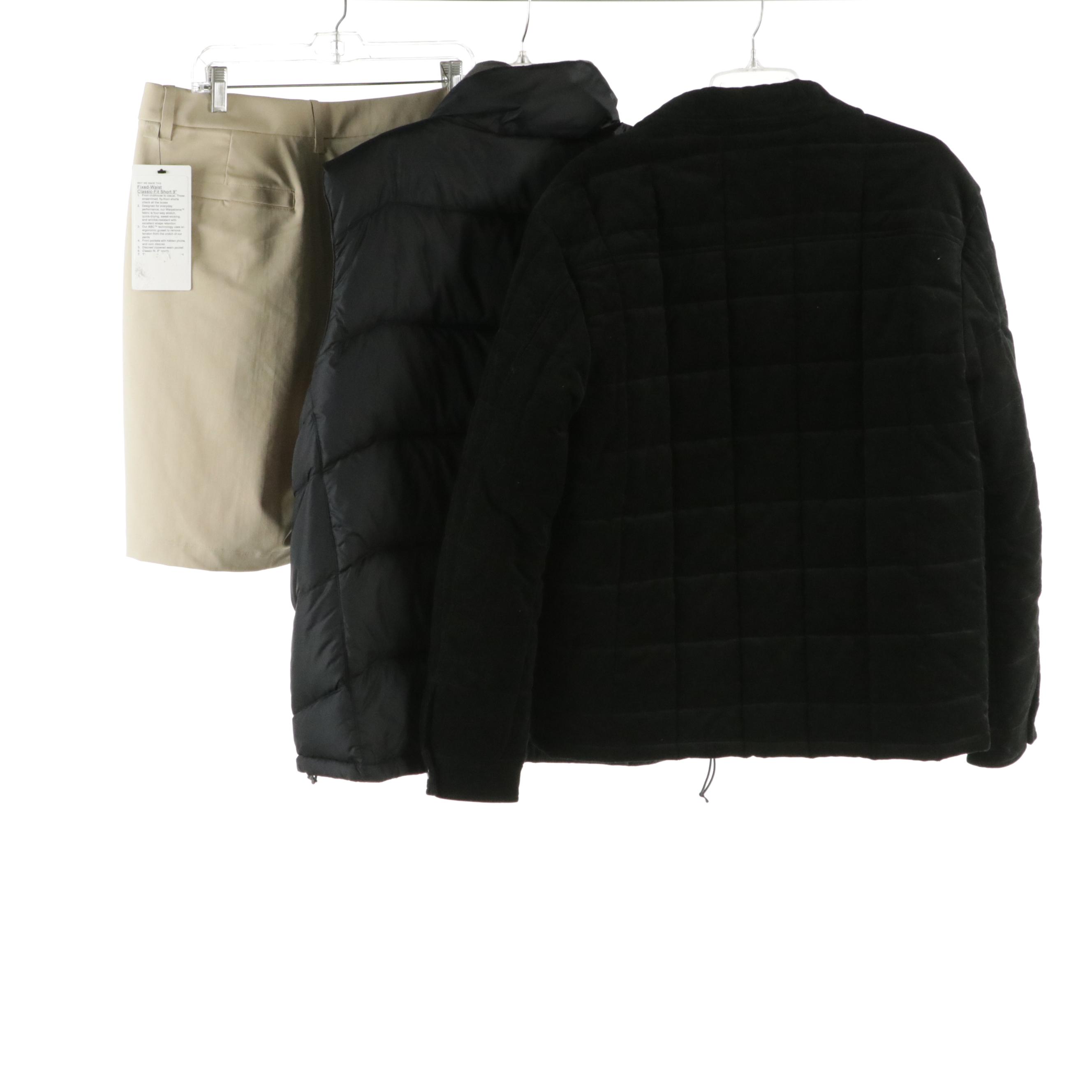 Men's Lululemon Classic Fit Shorts, Banana Republic Jacket & North Face Vest