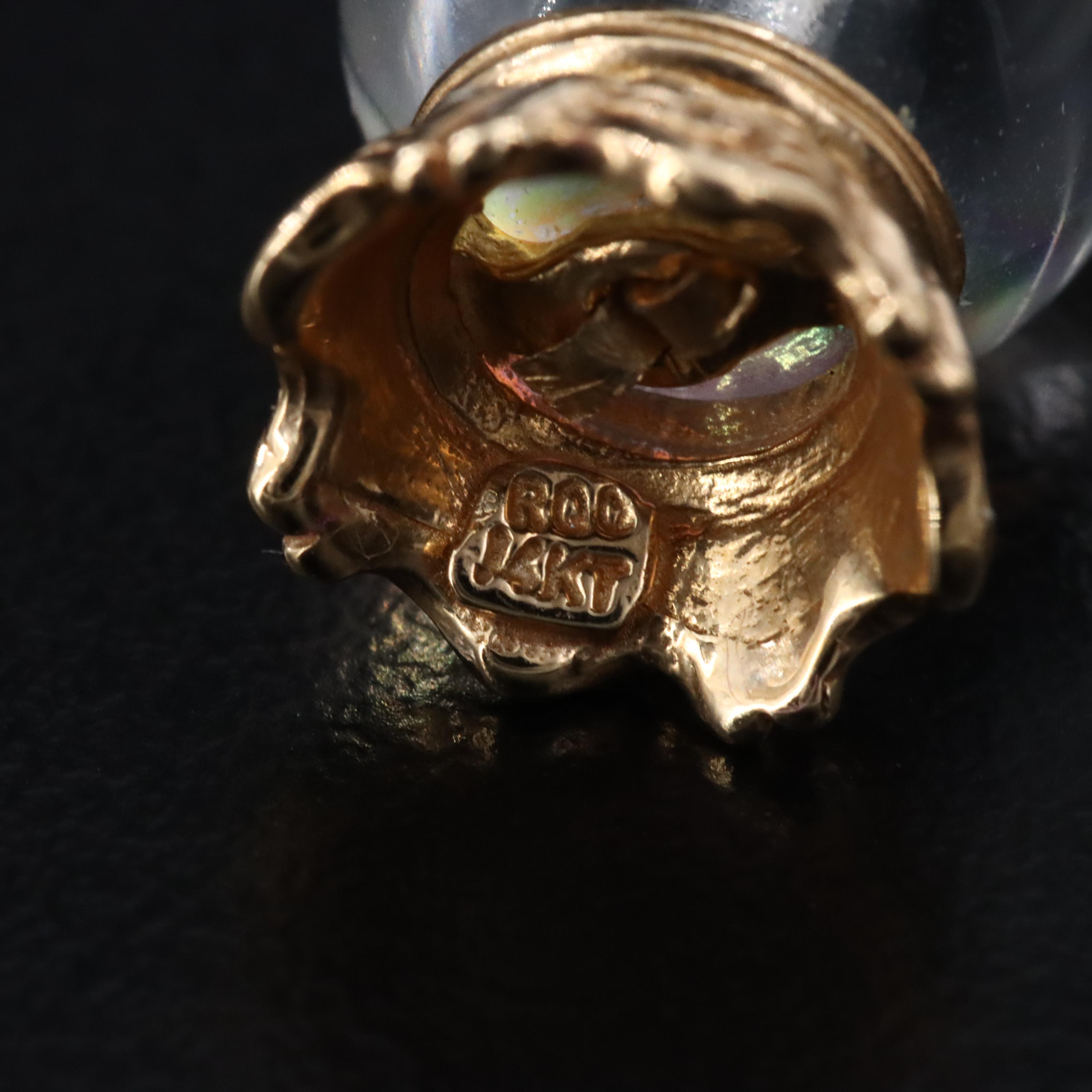 14K Glass Crystal Ball Charm Pendant