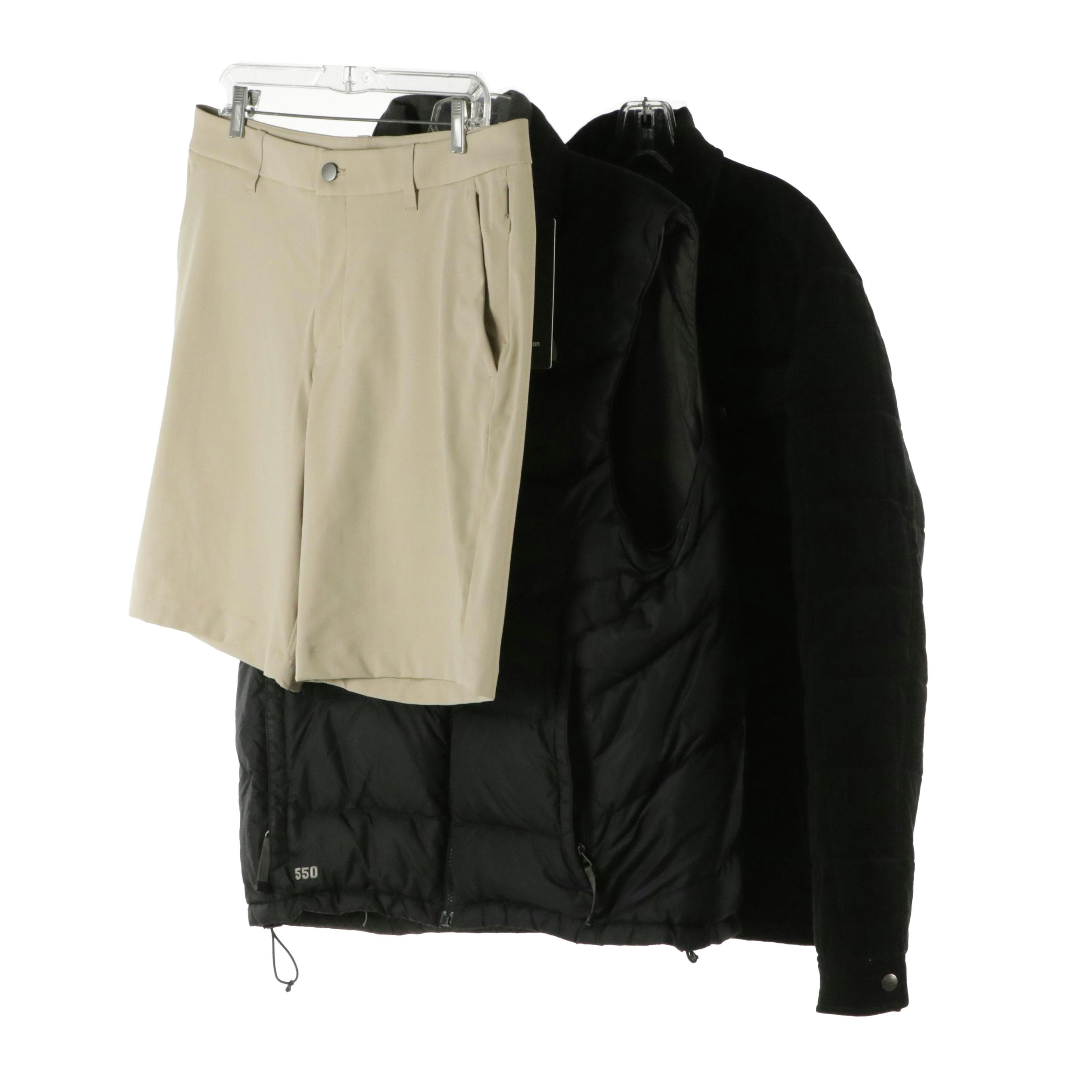 Men's Lululemon Classic Fit Shorts, Banana Republic Jacket & North Face Vest
