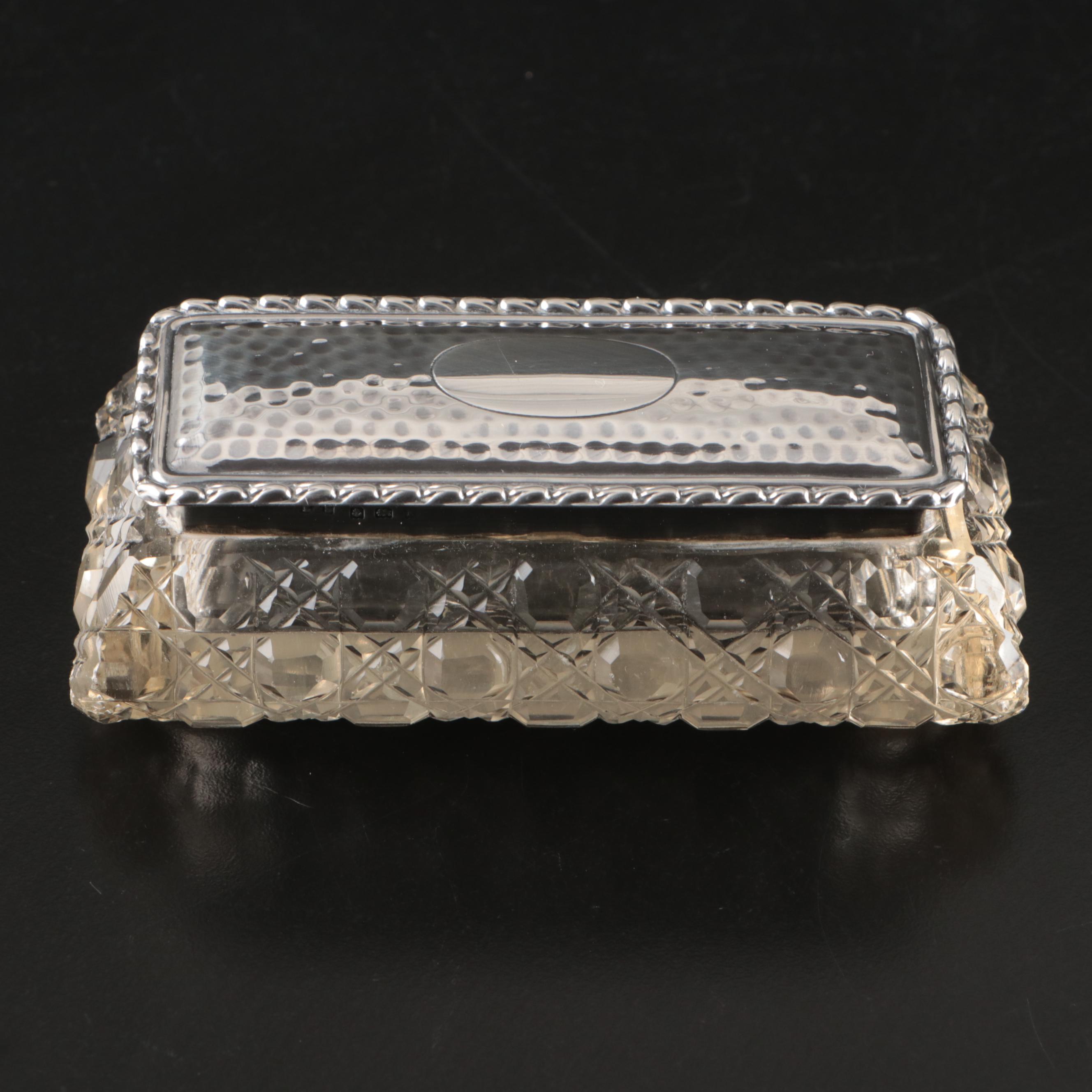 Boots Pure Drug Company Sterling Perfume Bottle with Cut Glass Vanity Boxes