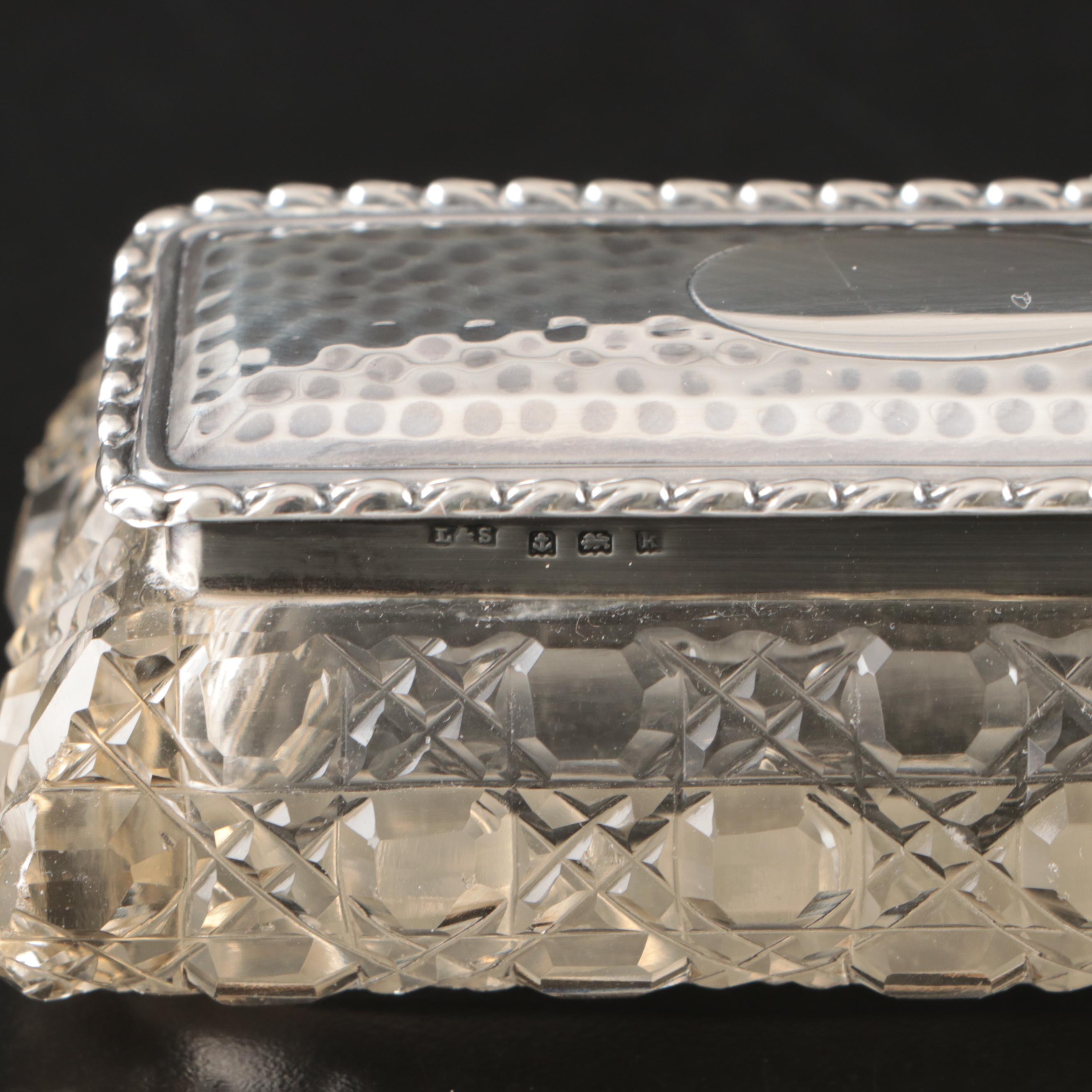 Boots Pure Drug Company Sterling Perfume Bottle with Cut Glass Vanity Boxes