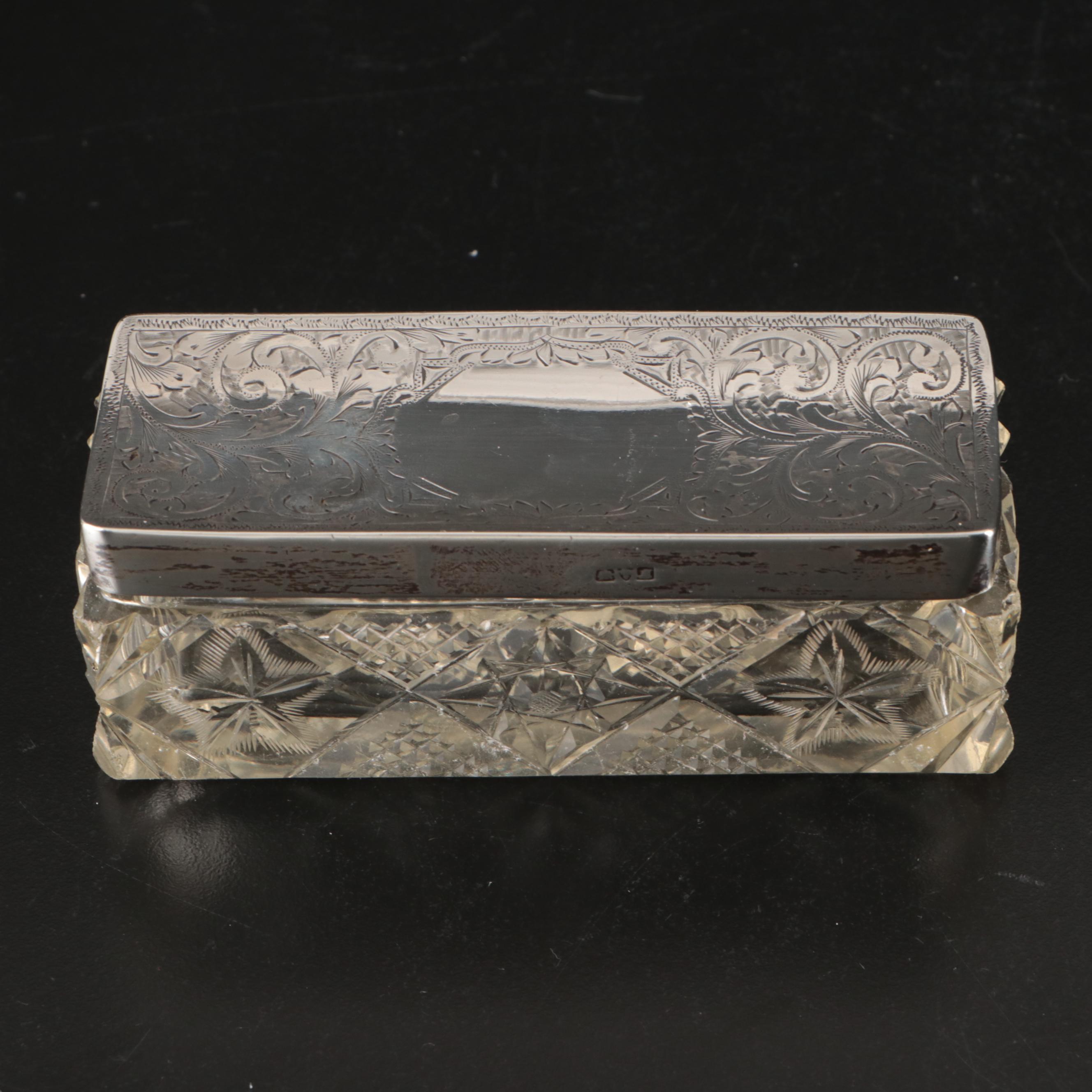 Boots Pure Drug Company Sterling Perfume Bottle with Cut Glass Vanity Boxes