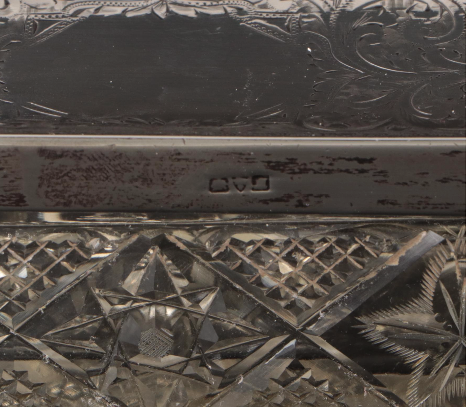 Boots Pure Drug Company Sterling Perfume Bottle with Cut Glass Vanity Boxes