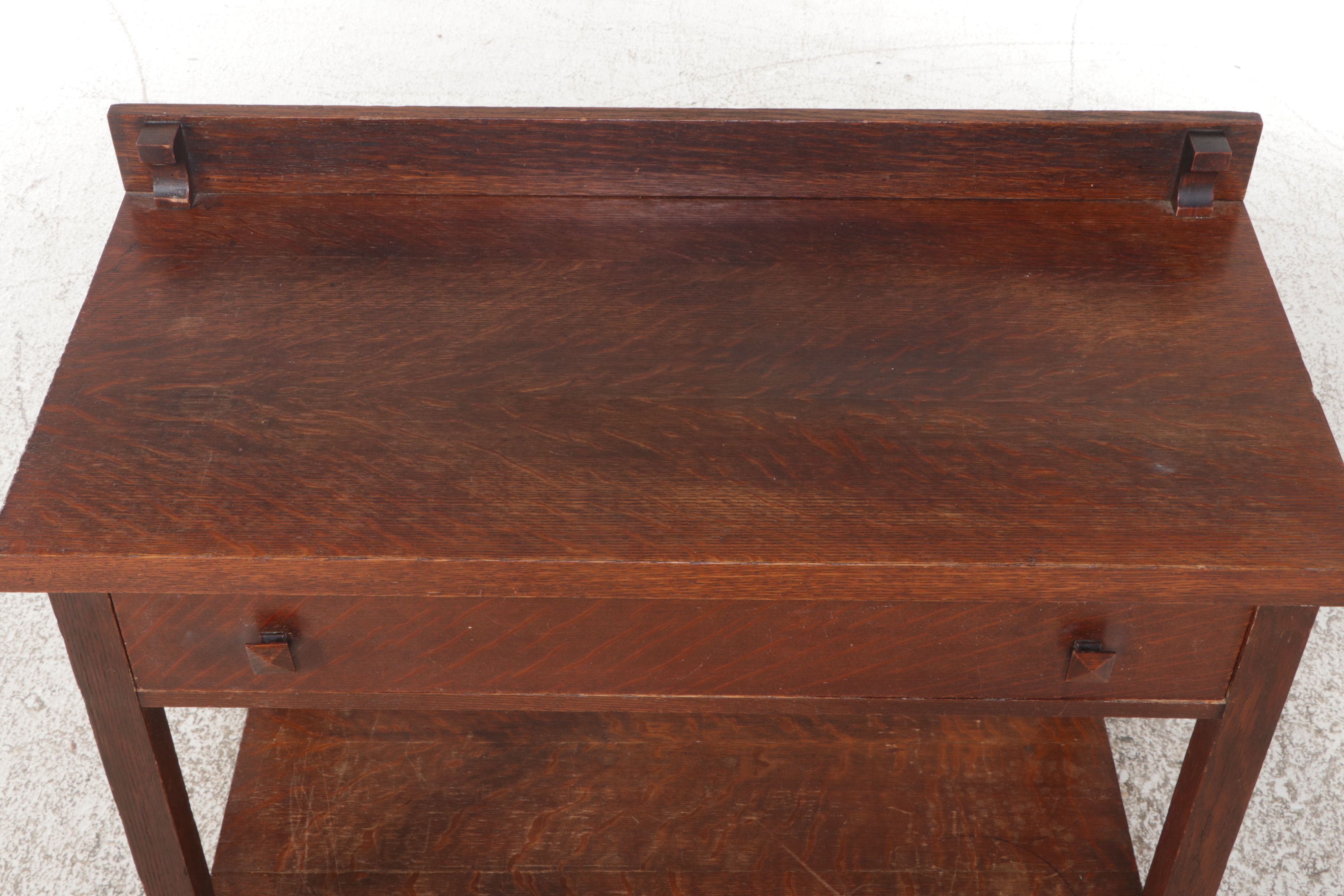 Mission Style Quartersawn Oak Washstand, Early 20th Century
