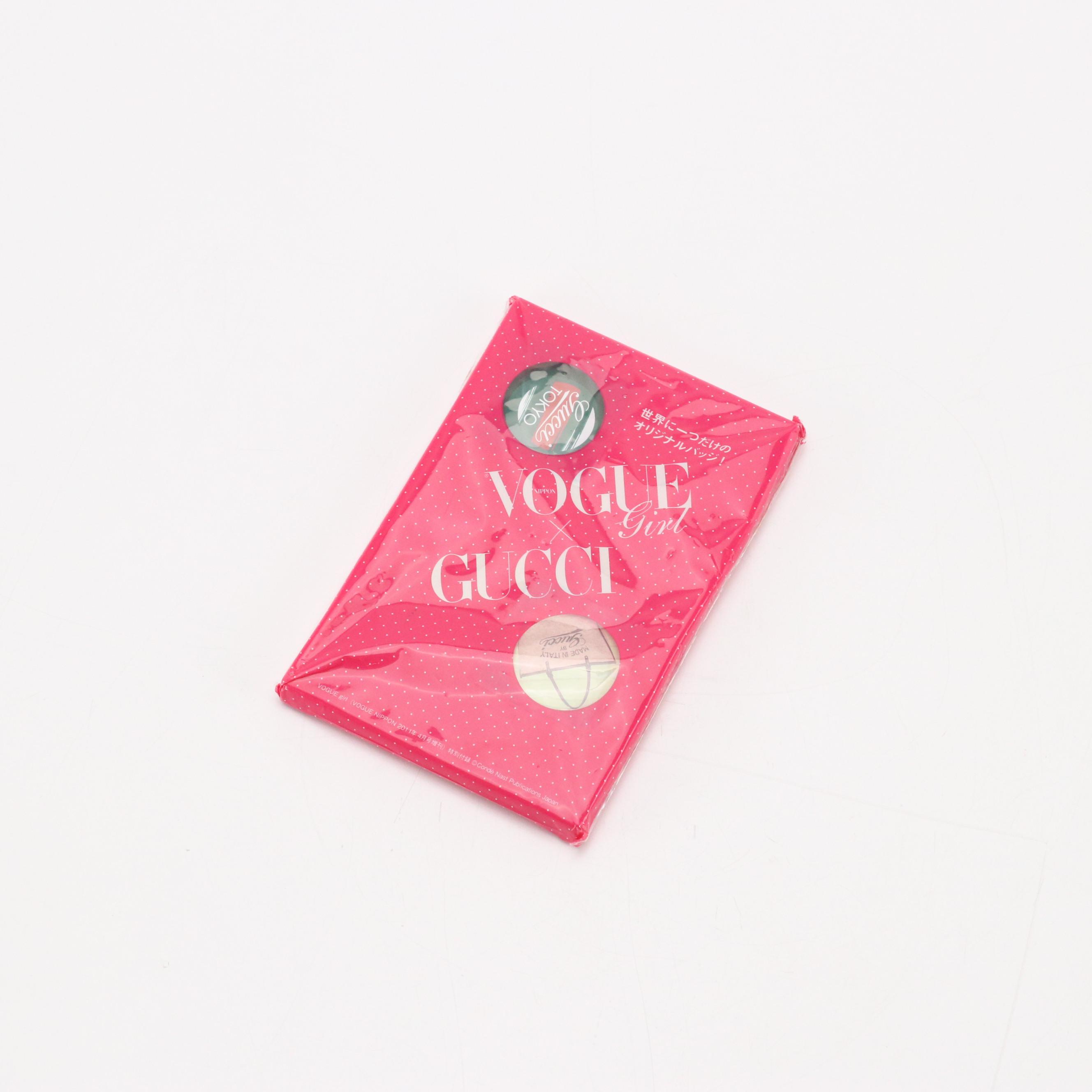 Gucci x Vogue Girl Japan Pin Set and Printed Canvas Promotional Bag