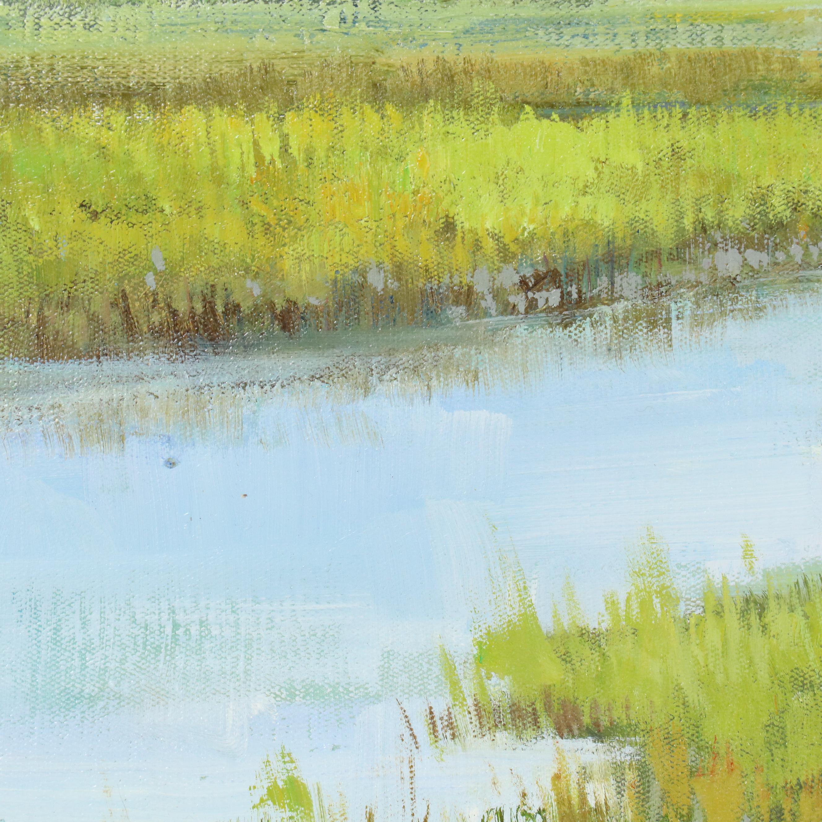Kingston Marsh Landscape Oil Painting, 21st Century