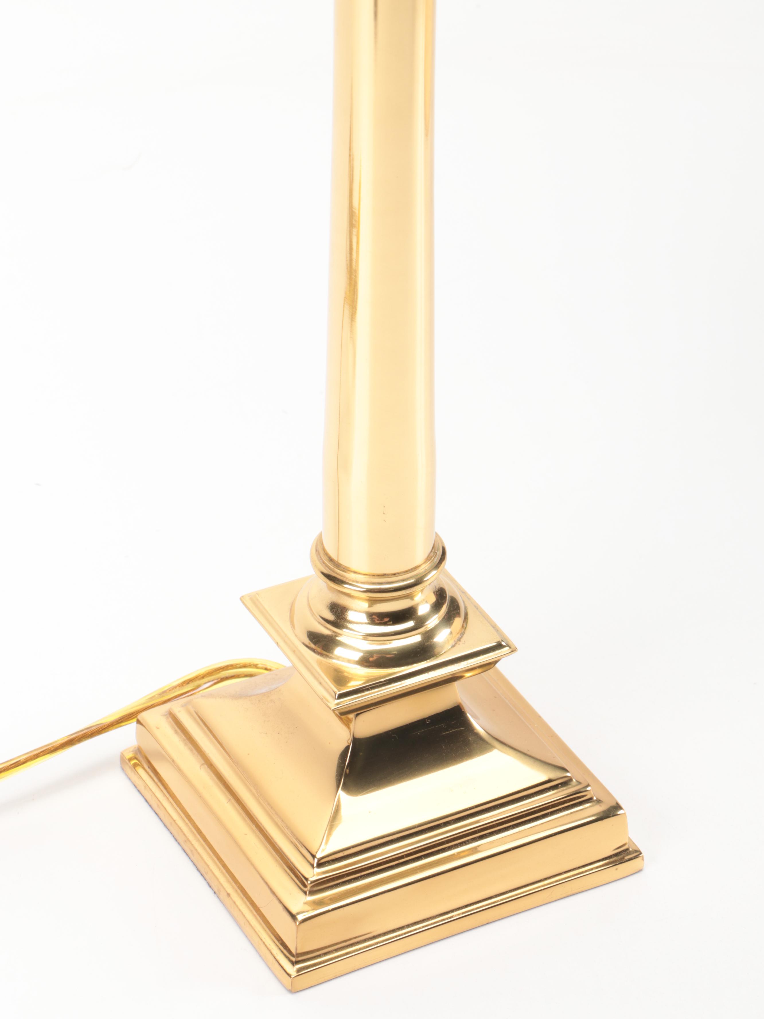 Lacquered Brass Table and Accent Lamps with Silk and Embroidered Shades