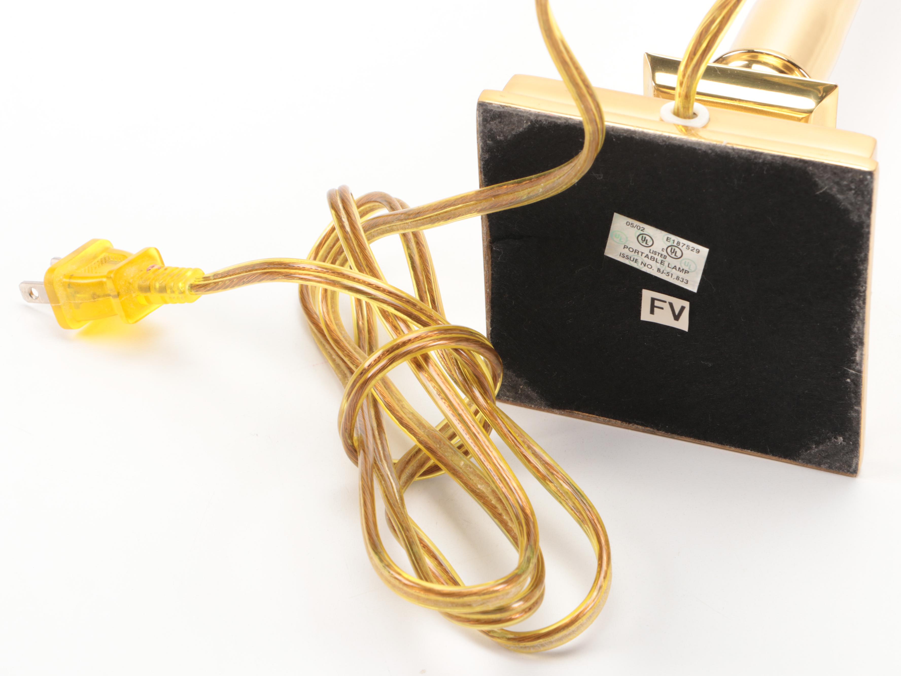 Lacquered Brass Table and Accent Lamps with Silk and Embroidered Shades