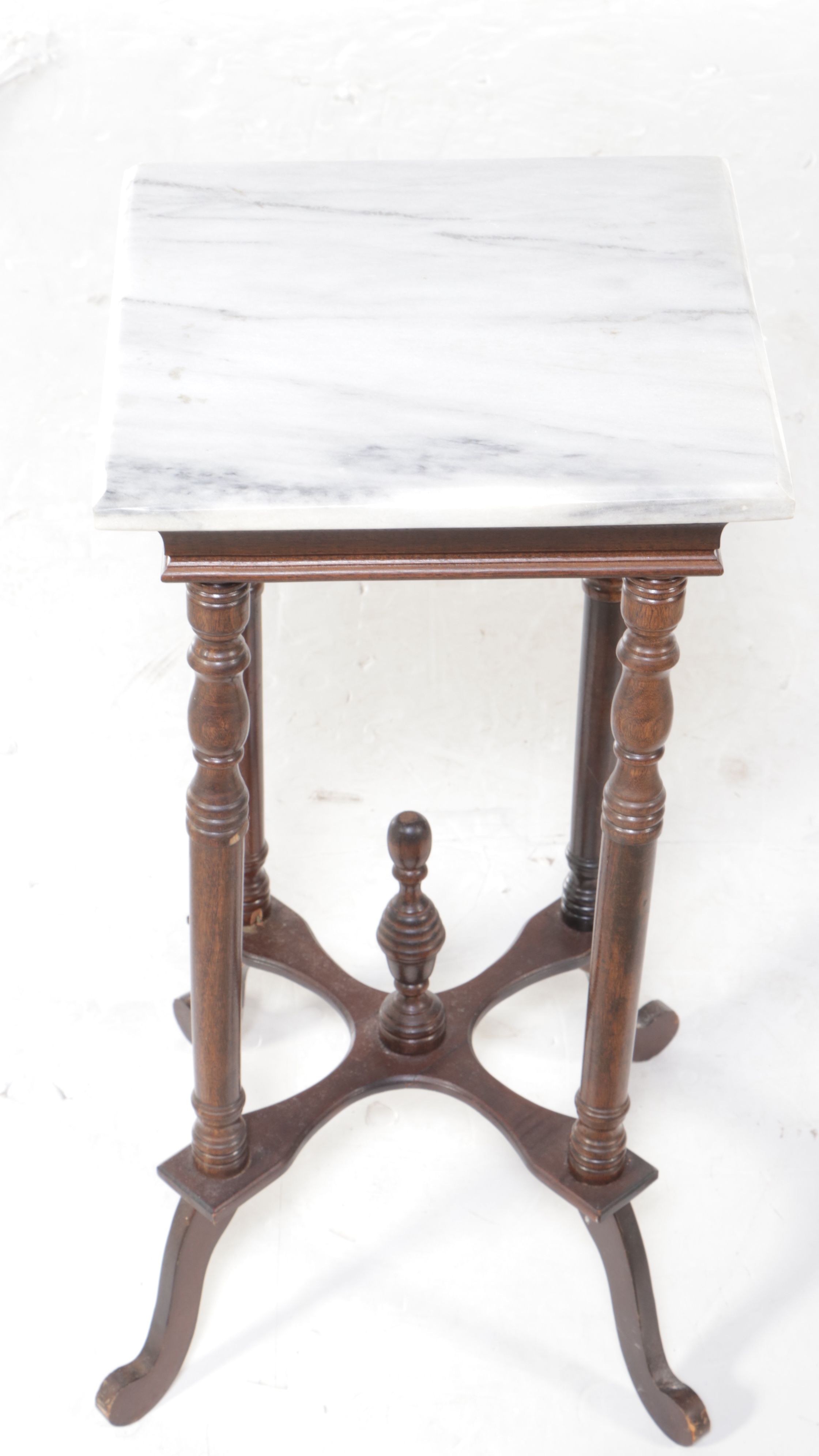 Victorian Marble Top Walnut Stand, Late 19th/Early 20th Century