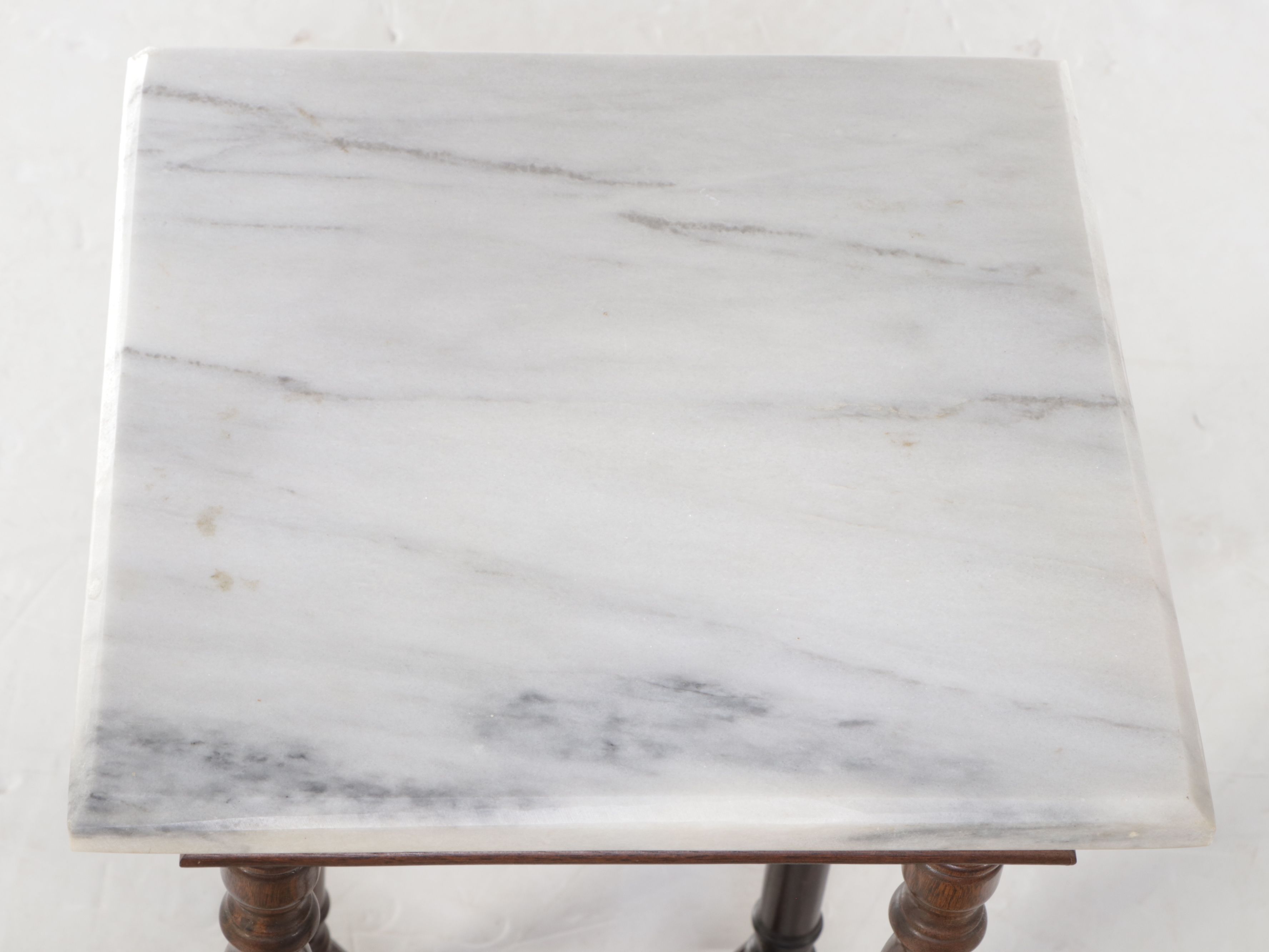 Victorian Marble Top Walnut Stand, Late 19th/Early 20th Century