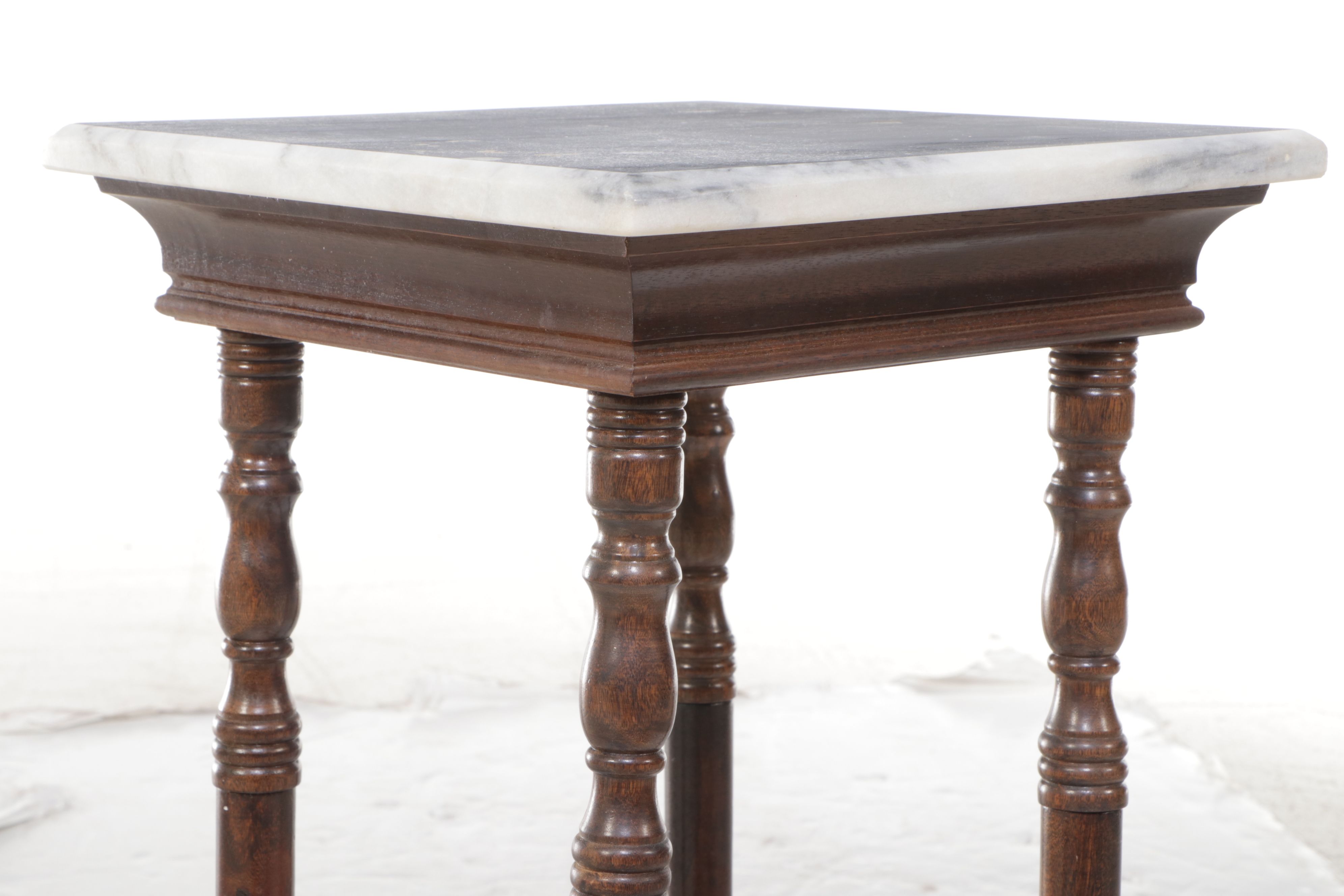 Victorian Marble Top Walnut Stand, Late 19th/Early 20th Century