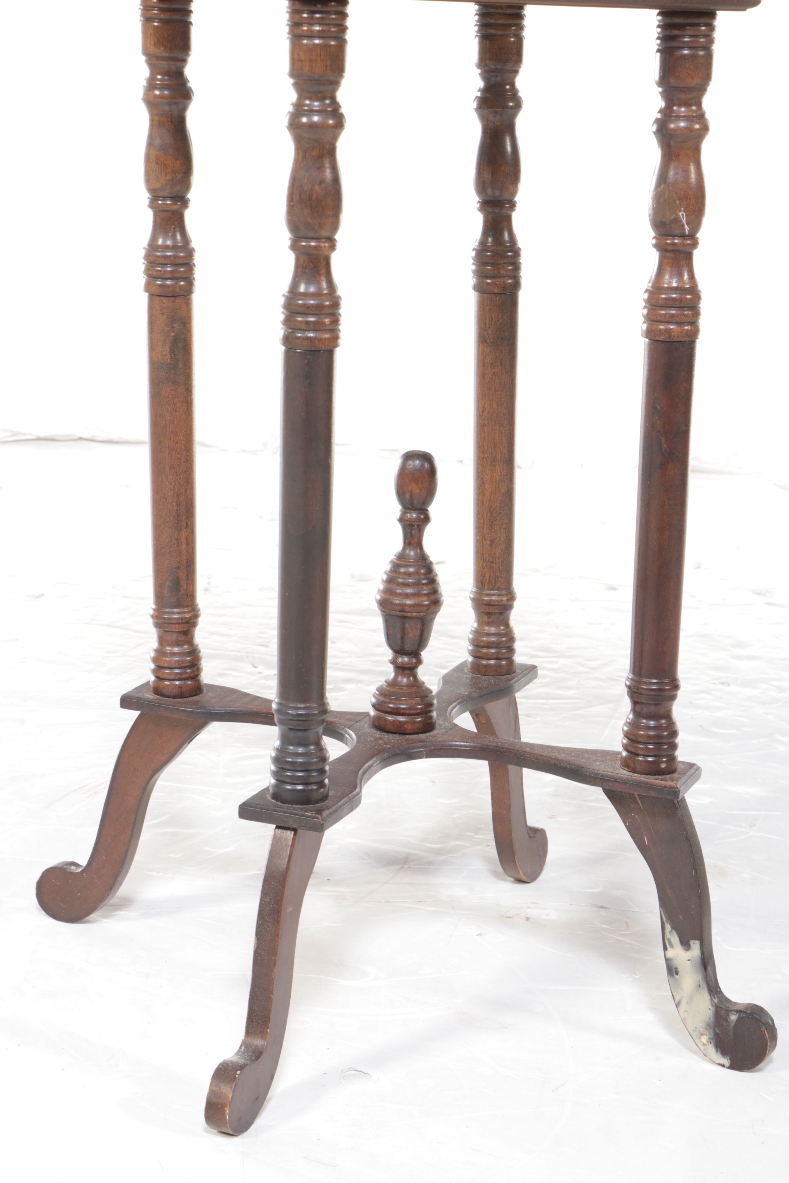 Victorian Marble Top Walnut Stand, Late 19th/Early 20th Century