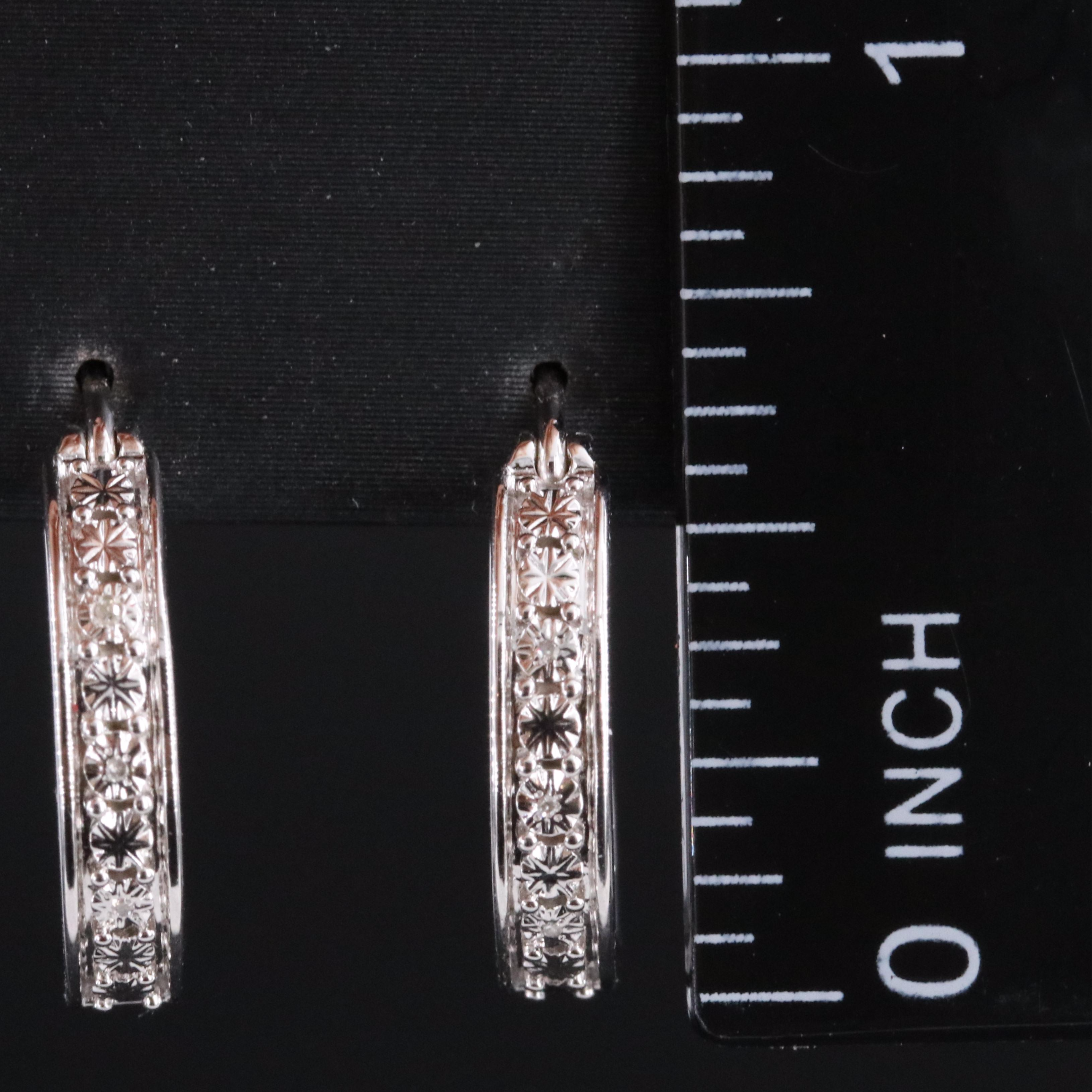 Sterling Diamond Hoop Earrings