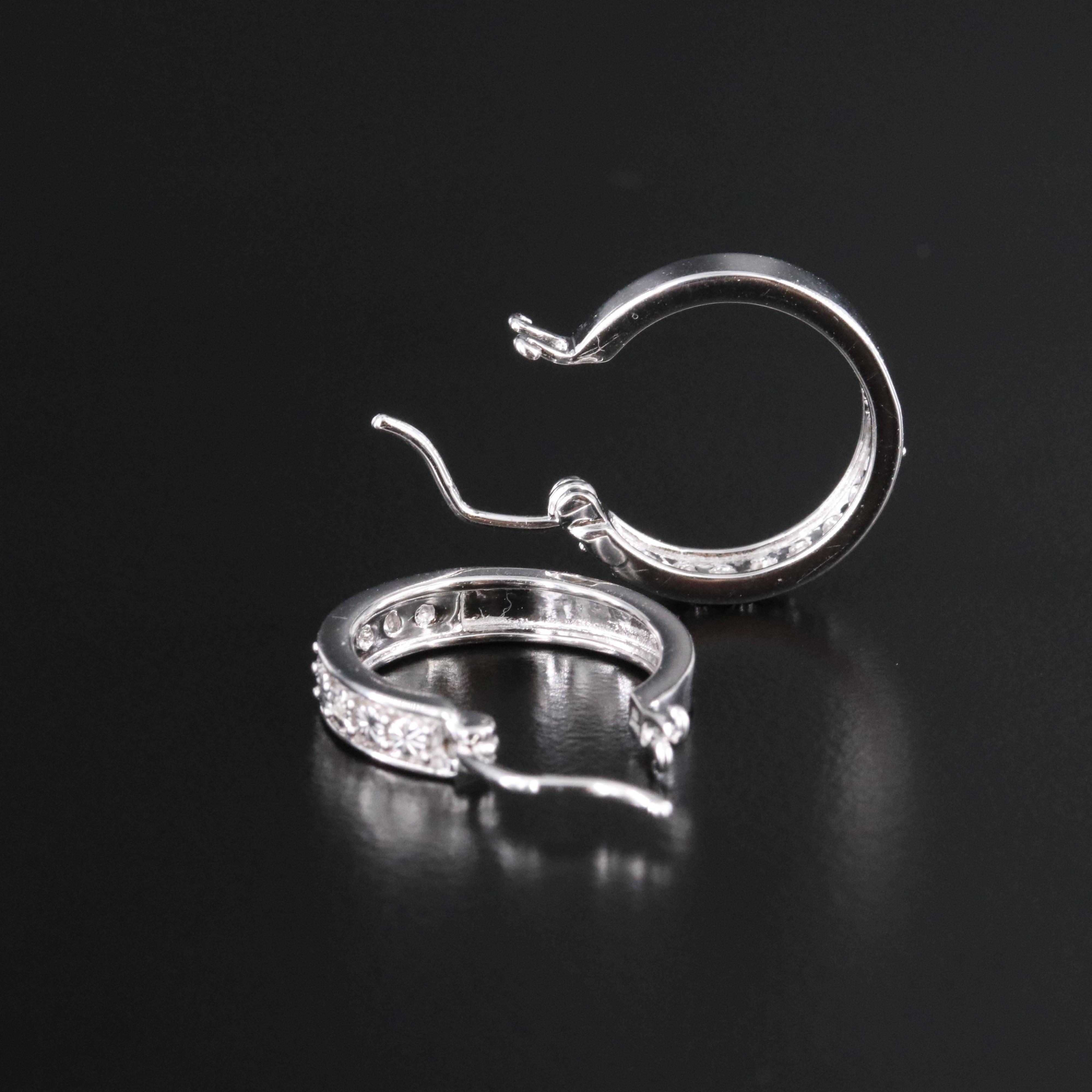 Sterling Diamond Hoop Earrings