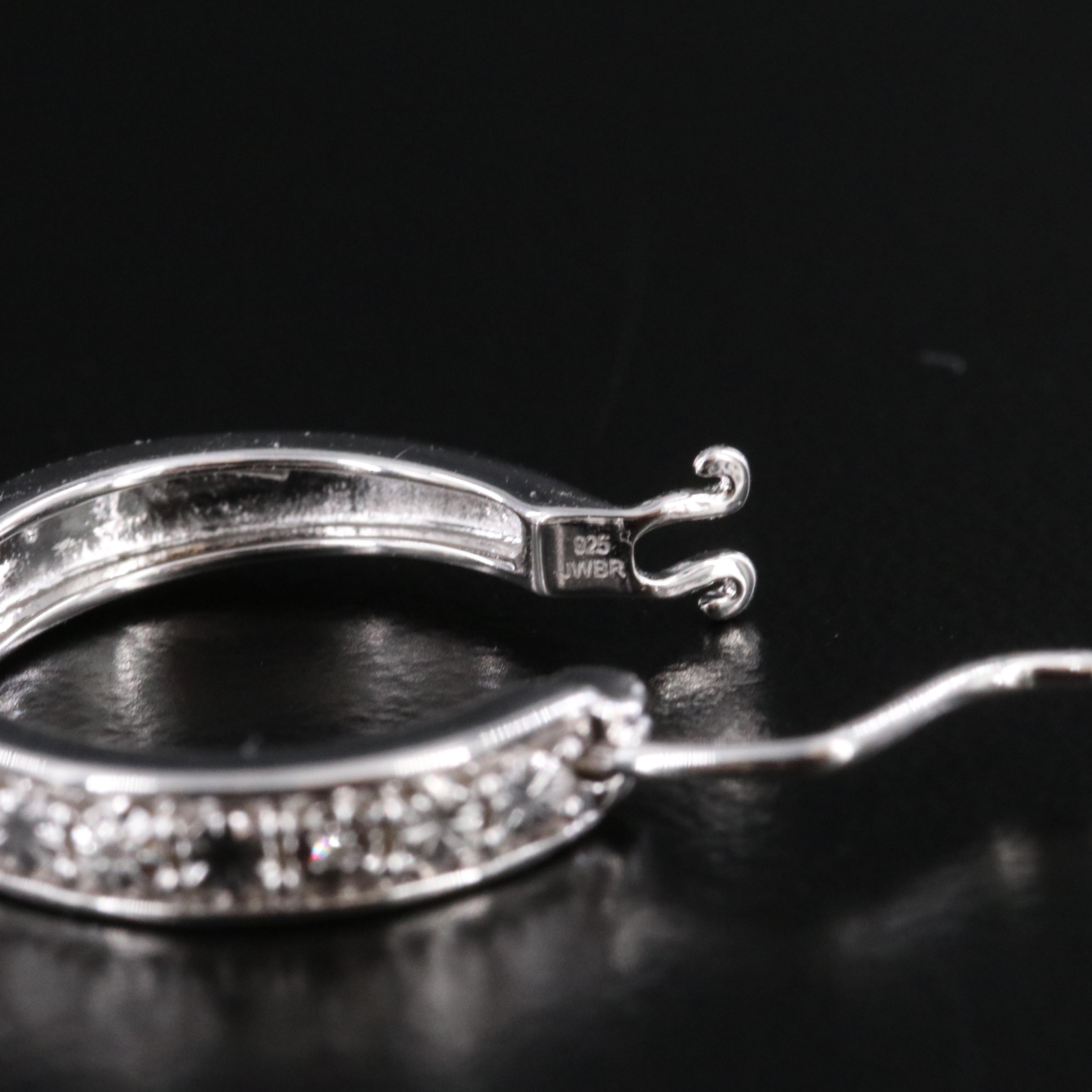 Sterling Diamond Hoop Earrings
