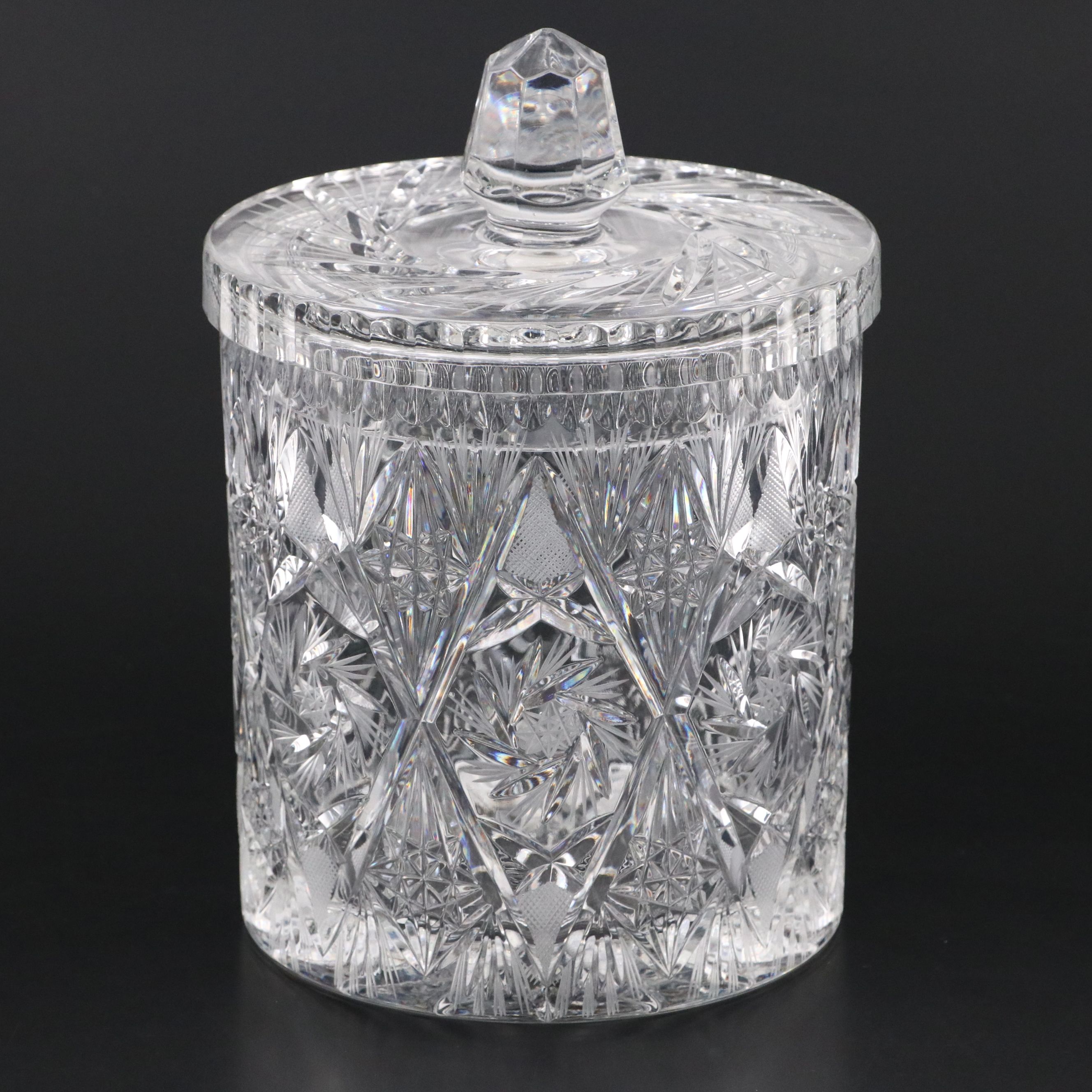 Brilliant Cut Crystal Pinwheel Biscuit Barrel