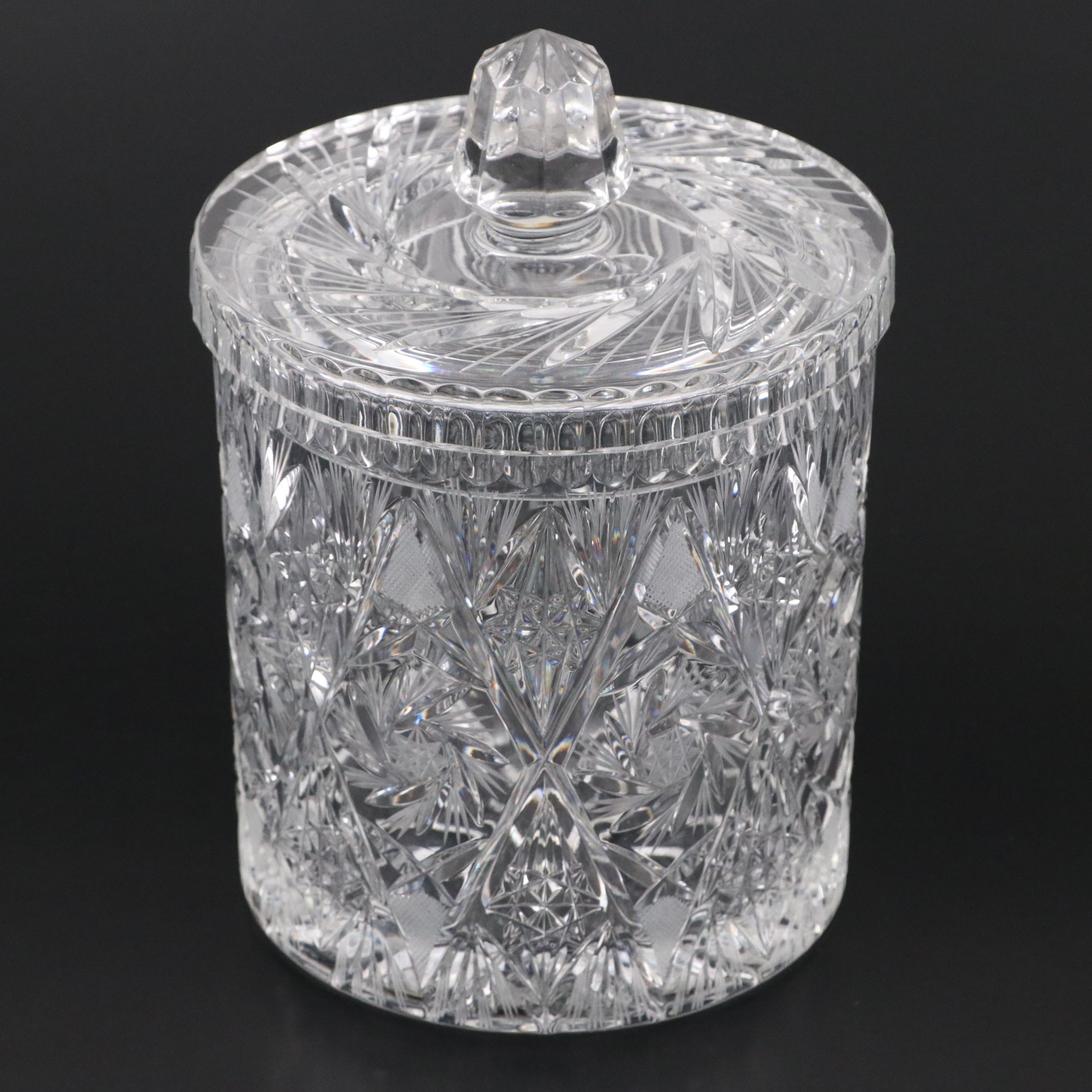 Brilliant Cut Crystal Pinwheel Biscuit Barrel