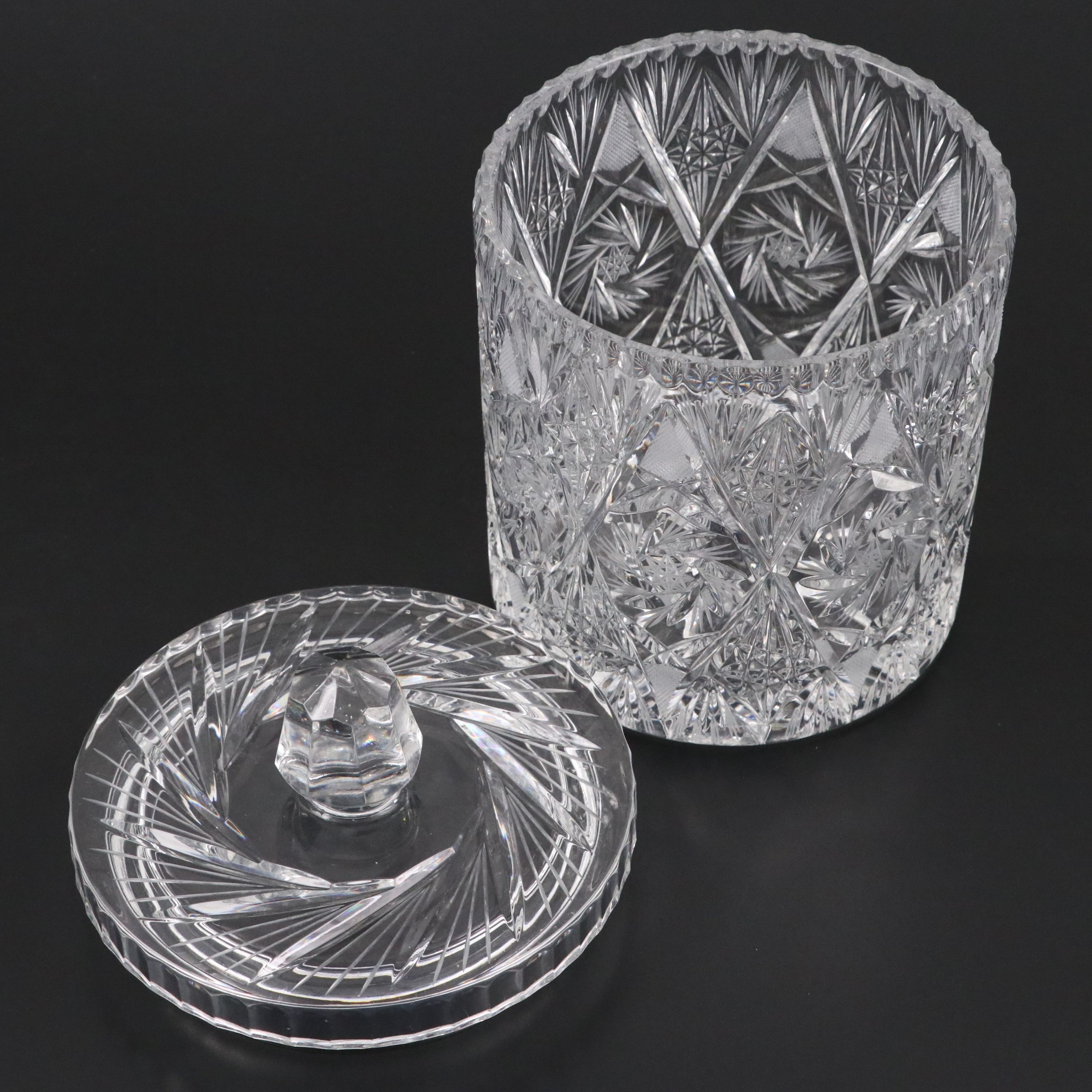 Brilliant Cut Crystal Pinwheel Biscuit Barrel
