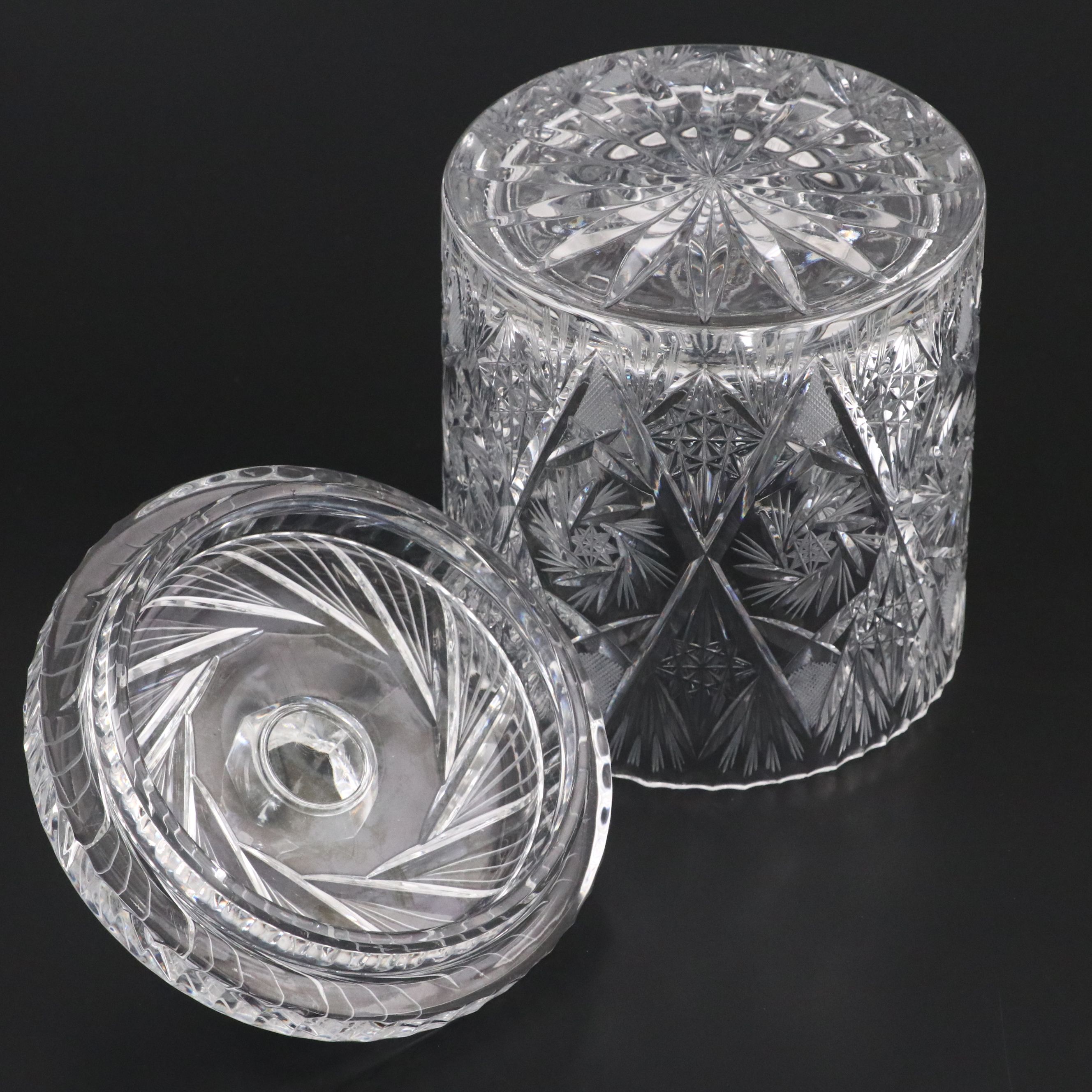 Brilliant Cut Crystal Pinwheel Biscuit Barrel