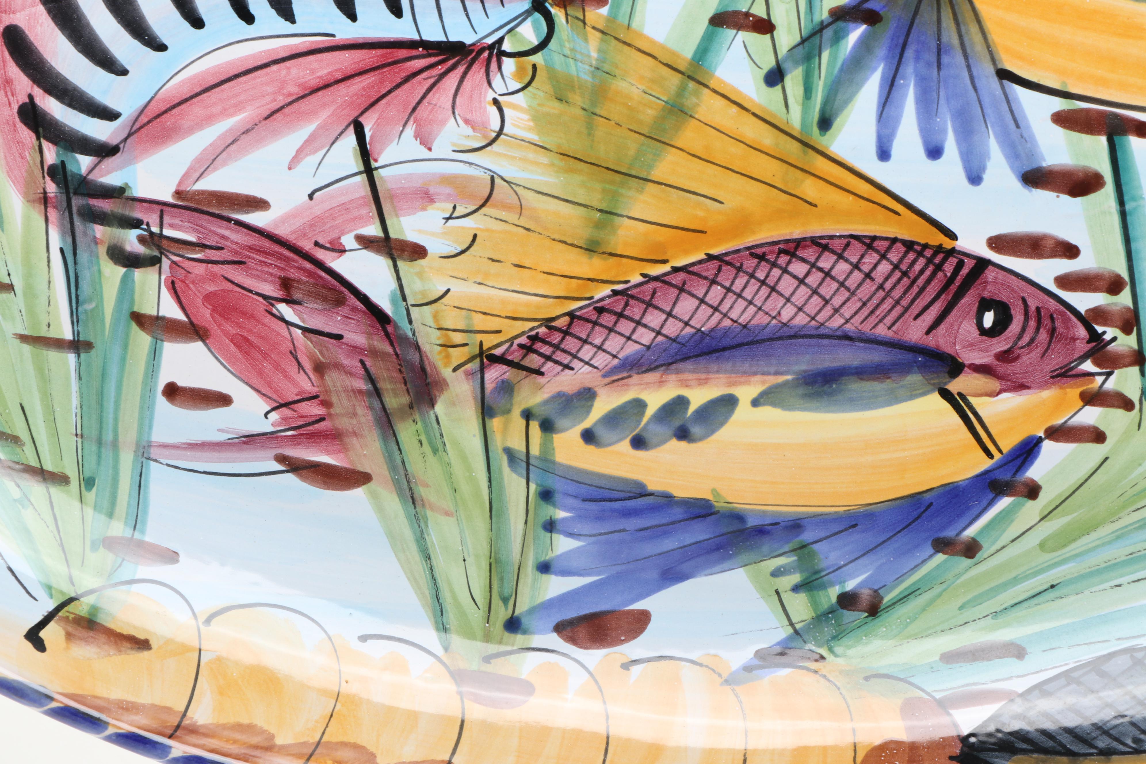 Vietri Italian Hand-Painted Ceramic Fish Platter