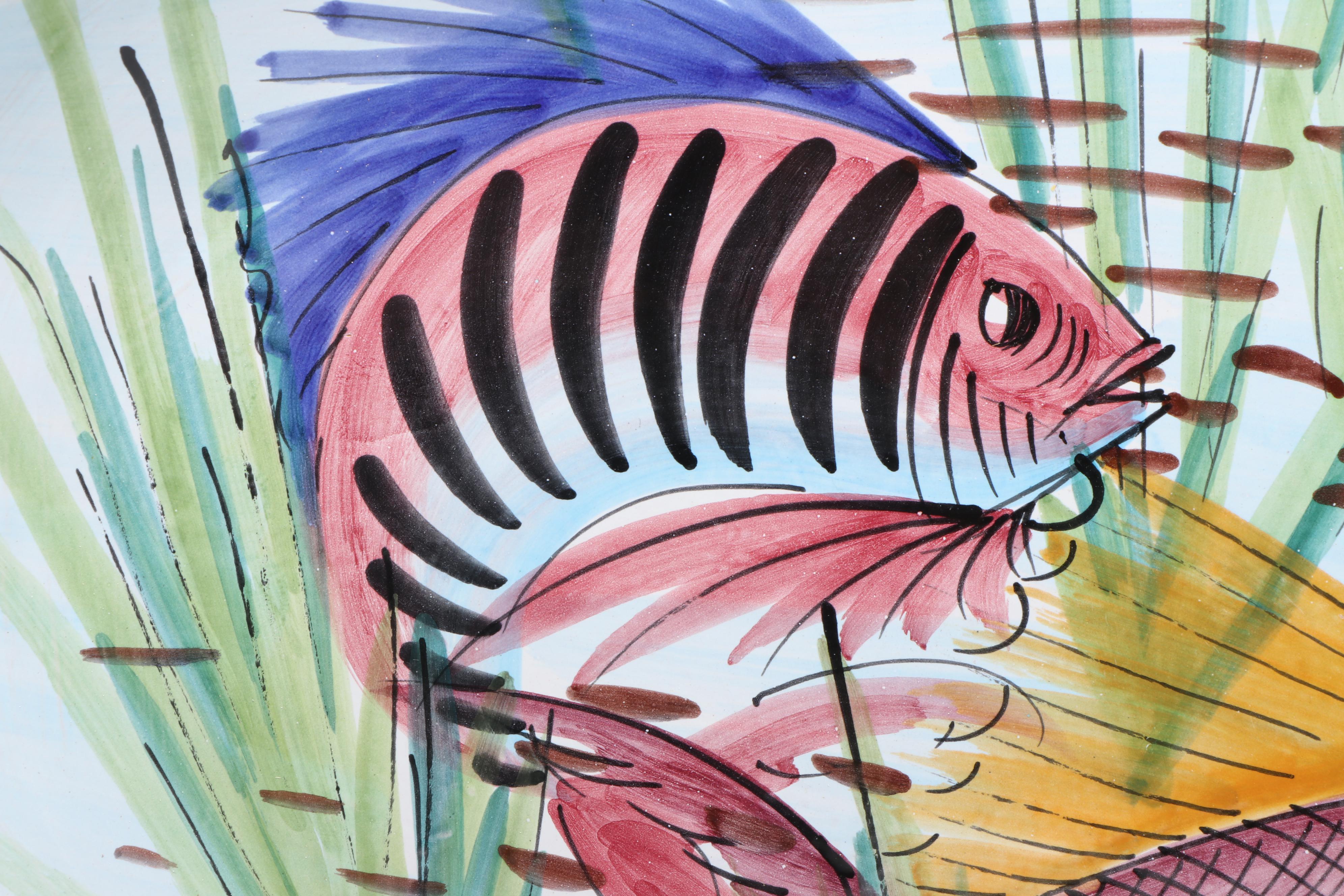 Vietri Italian Hand-Painted Ceramic Fish Platter