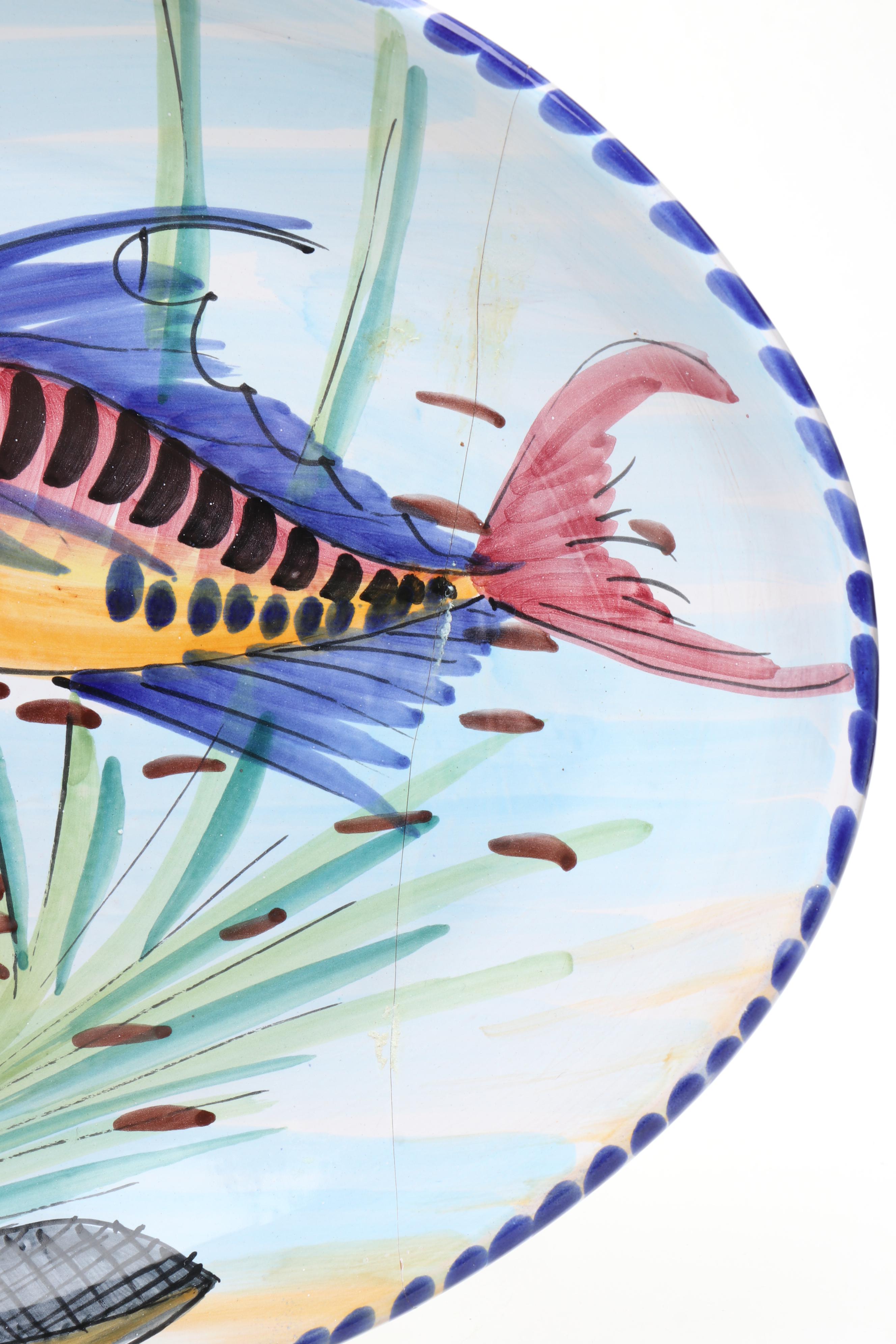 Vietri Italian Hand-Painted Ceramic Fish Platter