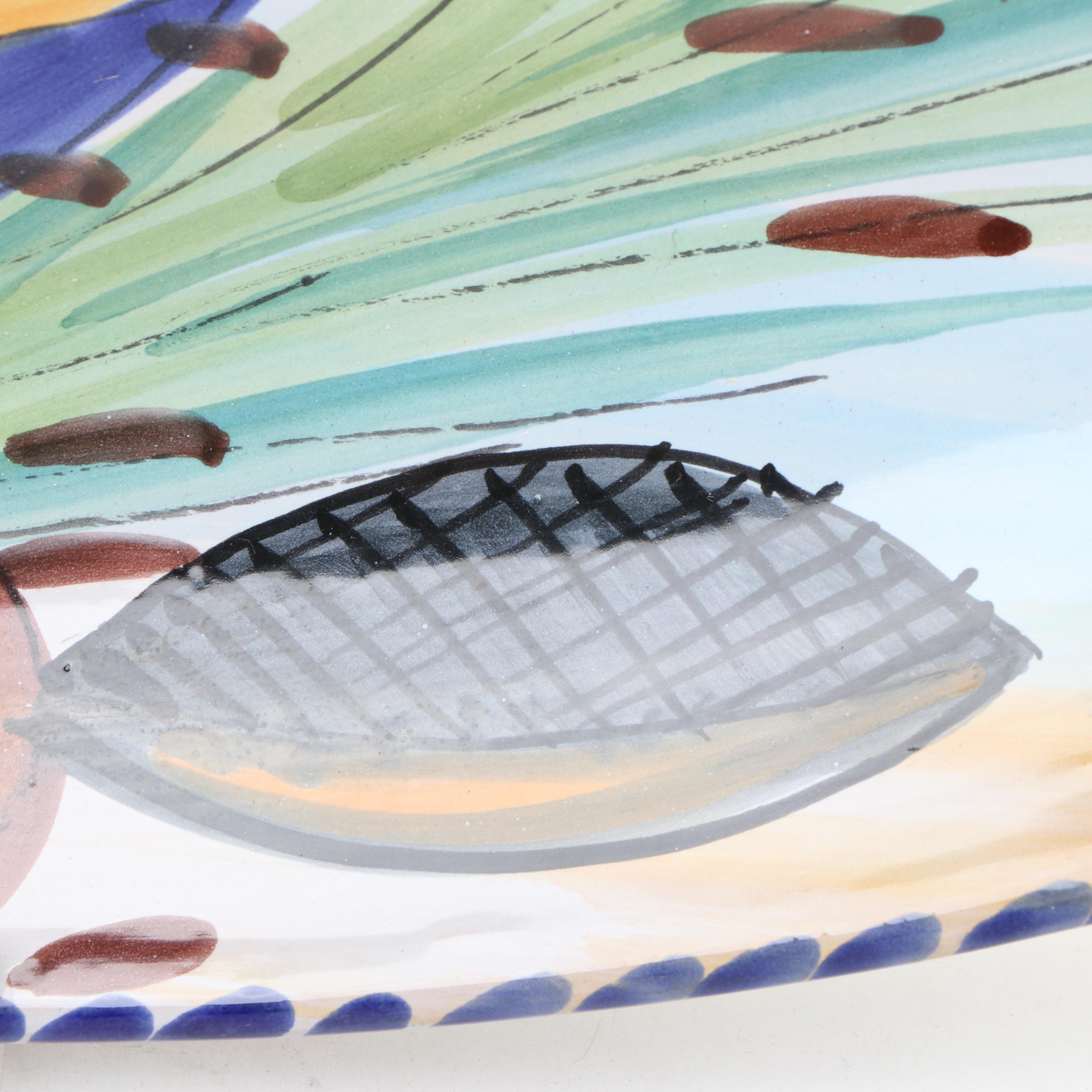 Vietri Italian Hand-Painted Ceramic Fish Platter