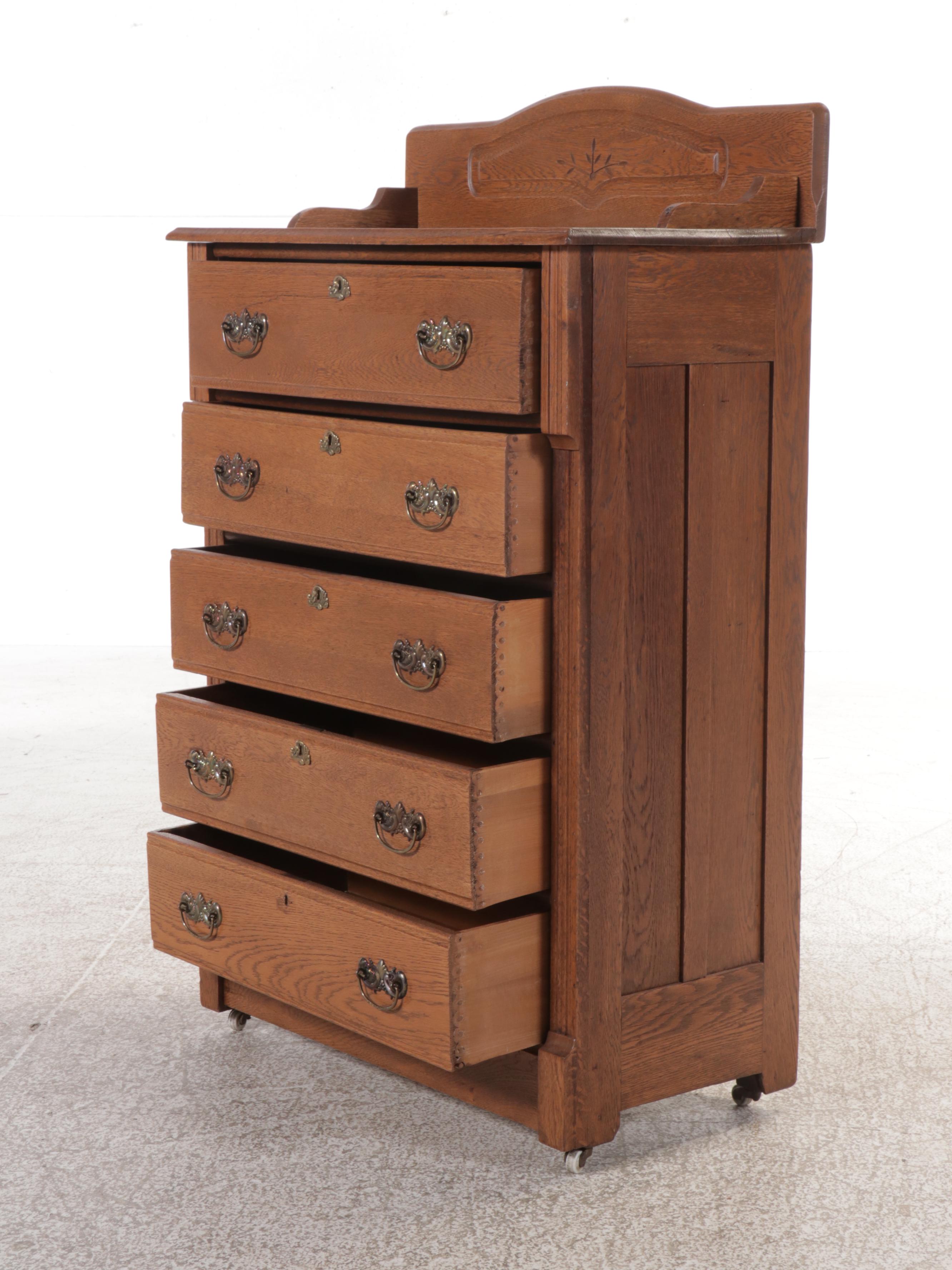 Empire Style Oak Chest of Drawers, Early 20th Century